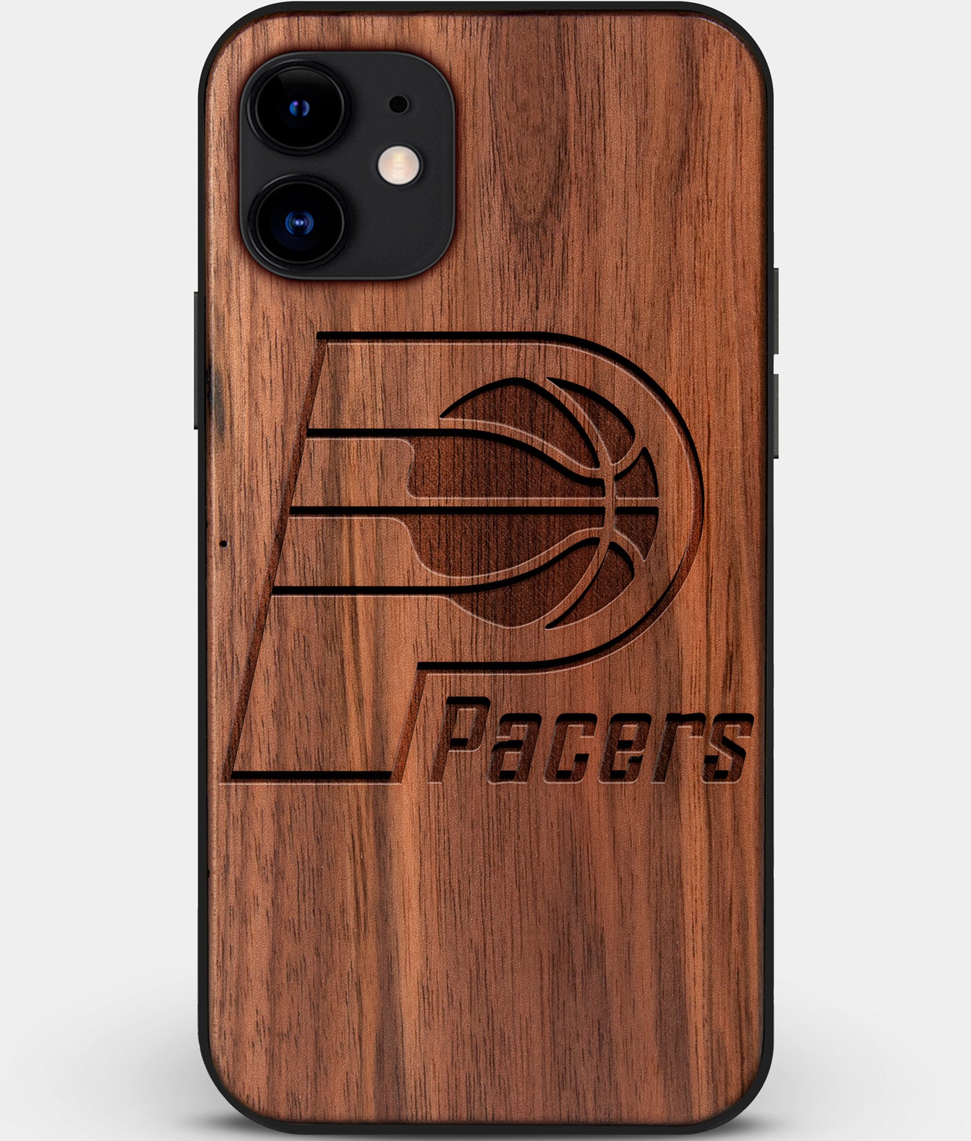 Custom Carved Wood Indiana Pacers iPhone 11 Case | Personalized Walnut Wood Indiana Pacers Cover, Birthday Gift, Gifts For Him, Monogrammed Gift For Fan | by Engraved In Nature