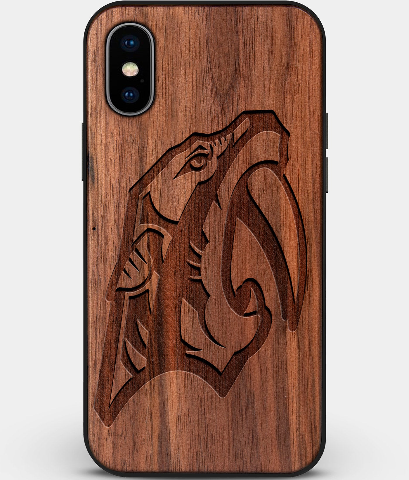 Custom Carved Wood Nashville Predators iPhone XS Max Case | Personalized Walnut Wood Nashville Predators Cover, Birthday Gift, Gifts For Him, Monogrammed Gift For Fan | by Engraved In Nature