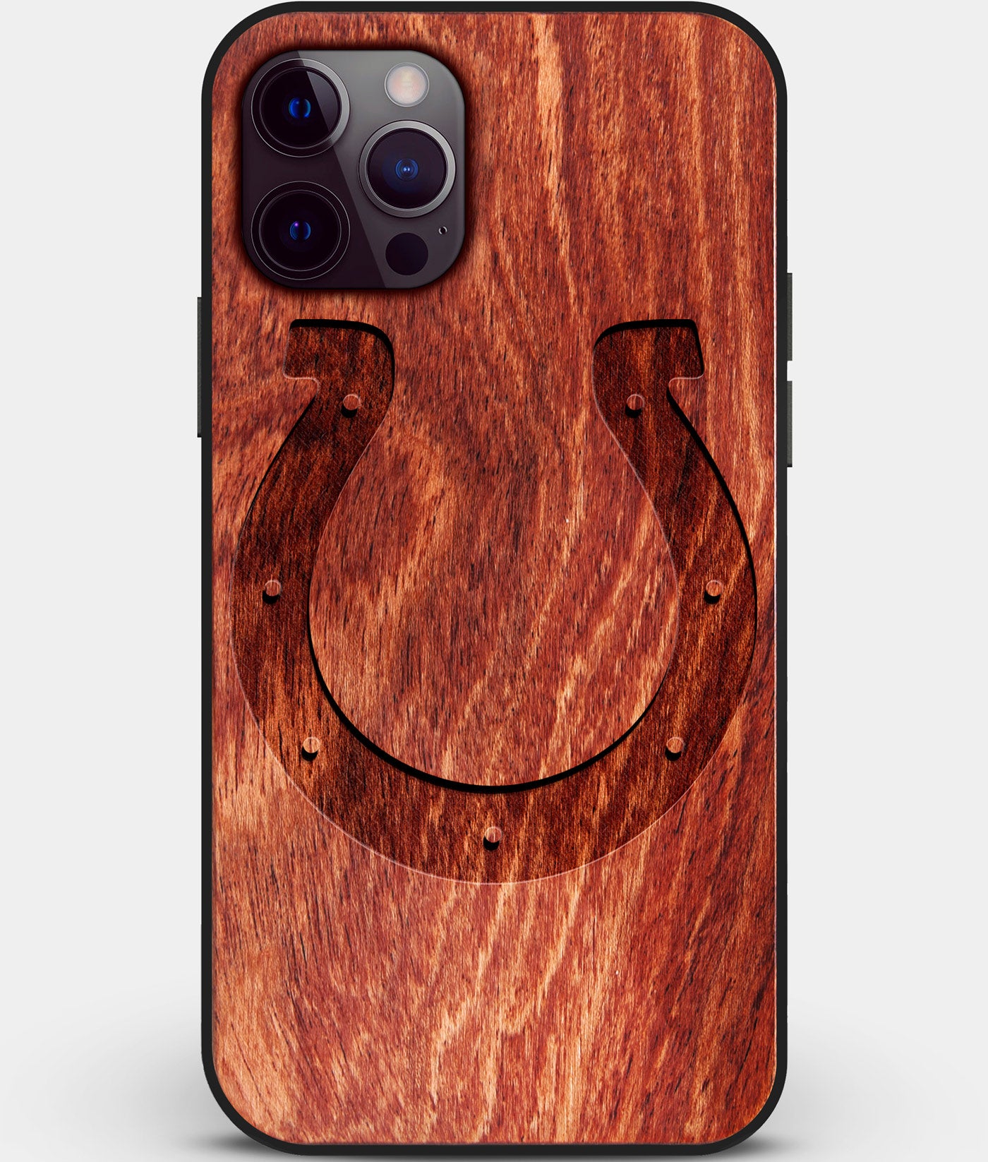 Custom Carved Wood Indianapolis Colts iPhone 12 Pro Case | Personalized Mahogany Wood Indianapolis Colts Cover, Birthday Gift, Gifts For Him, Monogrammed Gift For Fan | by Engraved In Nature