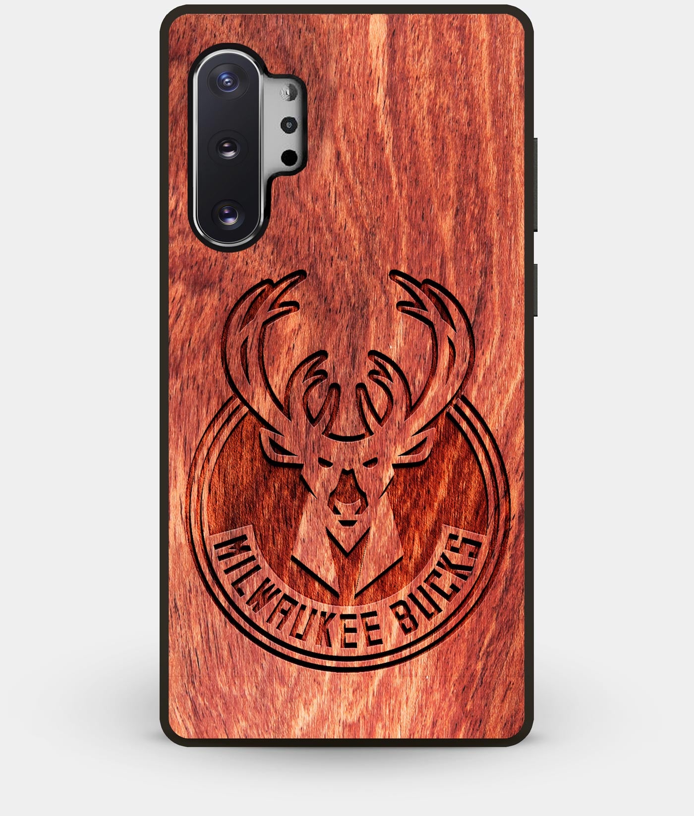 Custom Engraved Wood Milwaukee Bucks Note 10 Plus Case - Free Custom ...