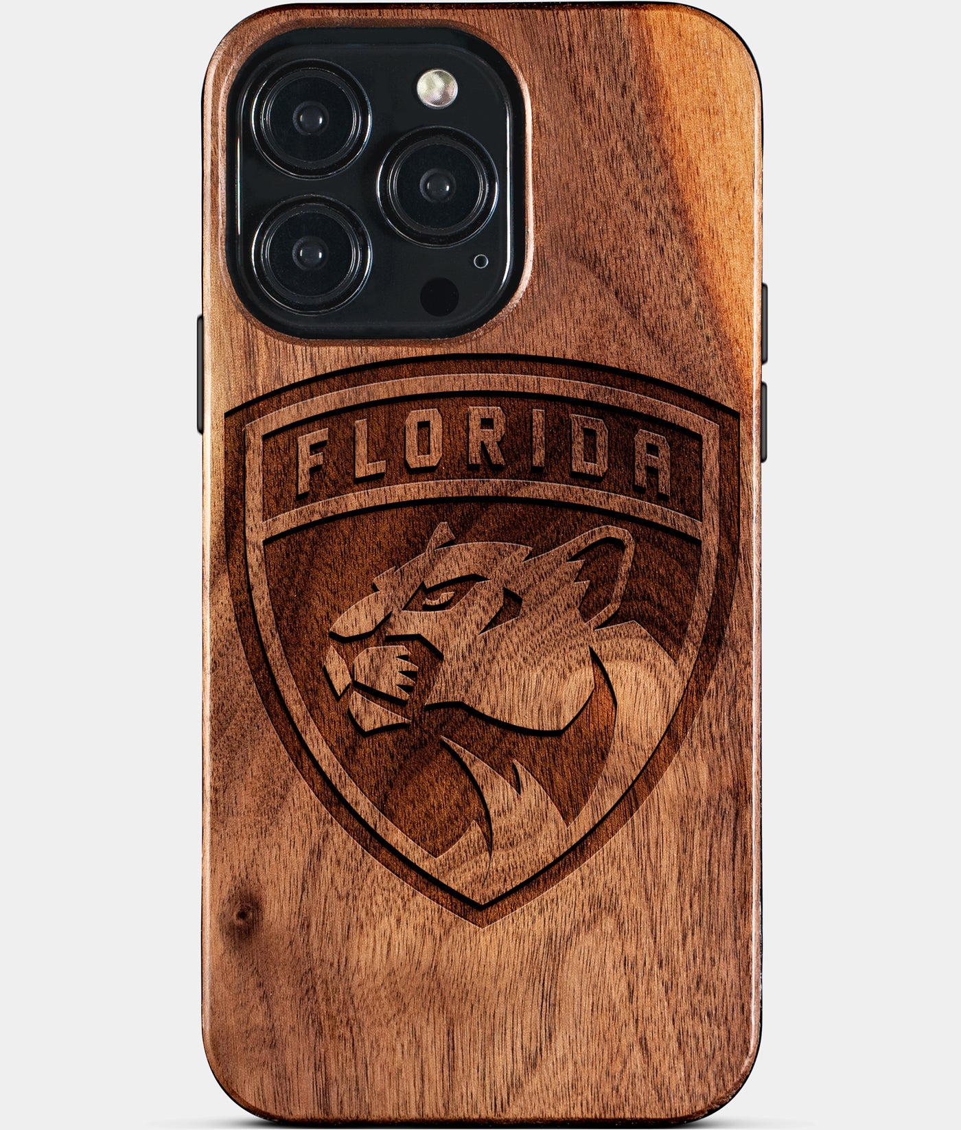 Custom Florida Panthers iPhone 15/15 Pro/15 Pro Max/15 Plus Case - Carved Wood Panthers Cover - Eco-friendly Florida Panthers iPhone 15 Case - Custom Florida Panthers Gift For Him - Monogrammed Personalized iPhone 15 Cover By Engraved In Nature