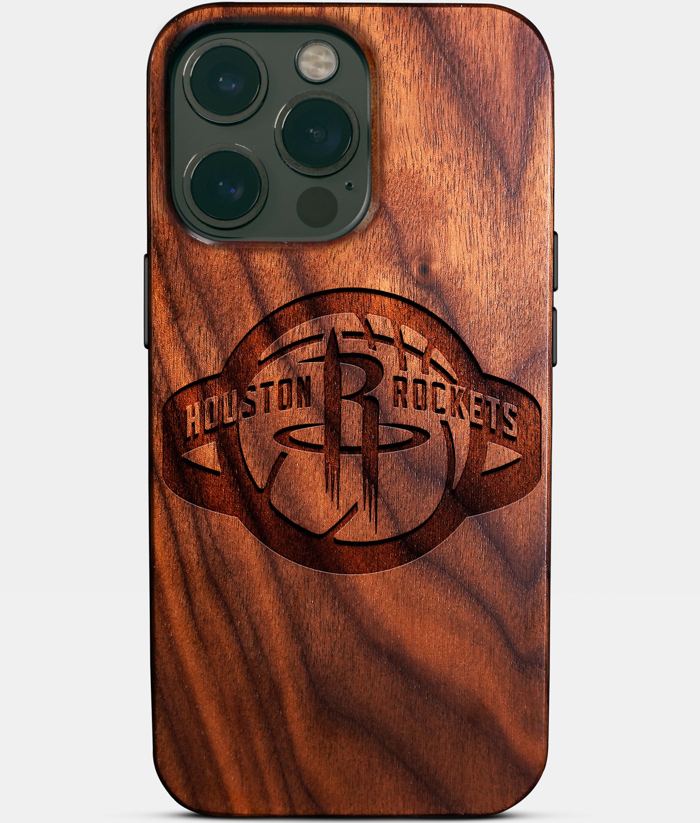 Custom Houston Rockets iPhone 14/14 Pro/14 Pro Max/14 Plus Case - Carved Wood Rockets Cover - Eco-friendly Houston Rockets iPhone 14 Case - Custom Houston Rockets Gift For Him - Monogrammed Personalized iPhone 14 Cover By Engraved In Nature