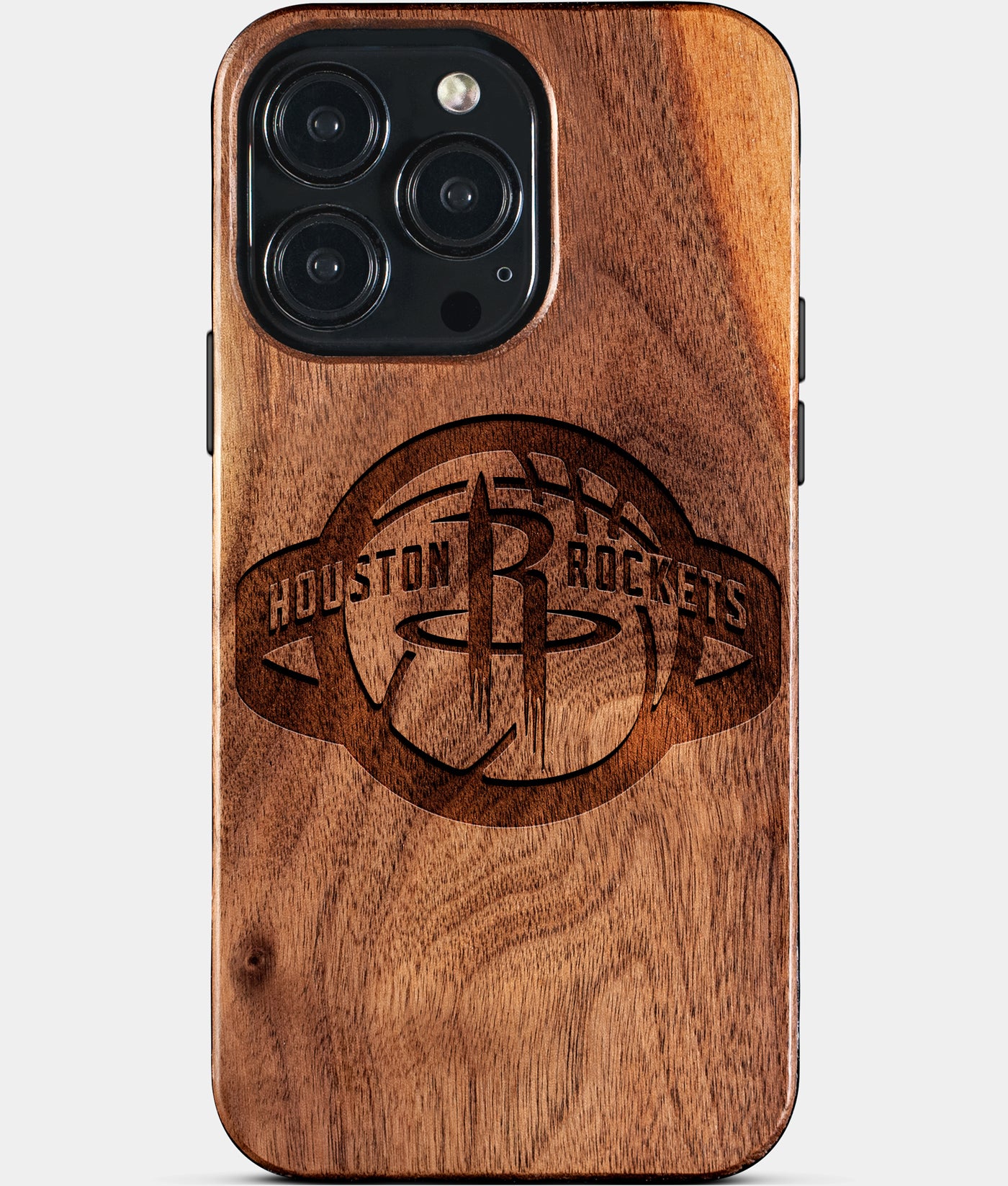 Custom Houston Rockets iPhone 15/15 Pro/15 Pro Max/15 Plus Case - Carved Wood Rockets Cover - Eco-friendly Houston Rockets iPhone 15 Case - Custom Houston Rockets Gift For Him - Monogrammed Personalized iPhone 15 Cover By Engraved In Nature