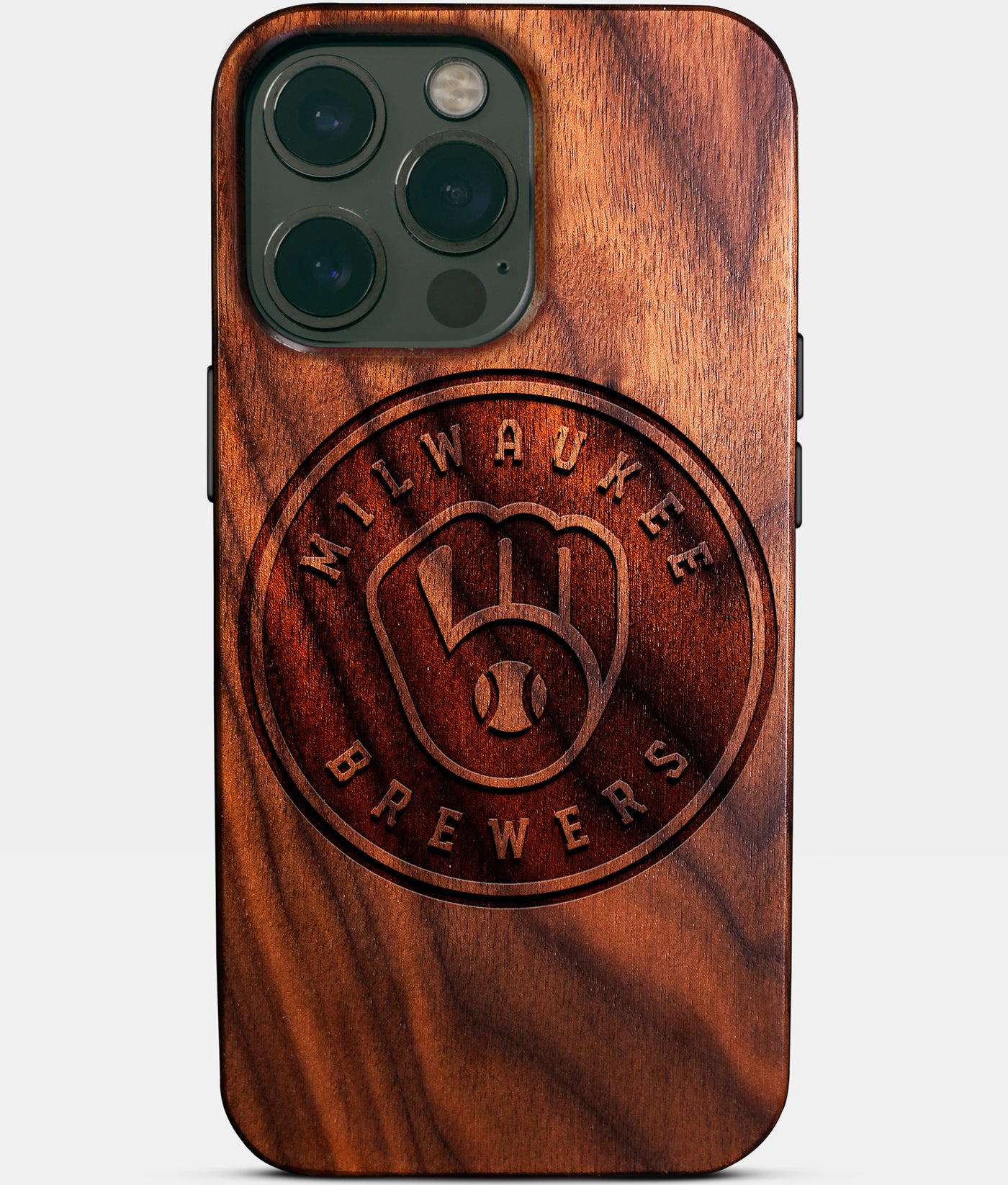 Custom Milwaukee Brewers iPhone 14/14 Pro/14 Pro Max/14 Plus Case - Carved Wood Brewers Cover - Eco-friendly Milwaukee Brewers iPhone 14 Case - Custom Milwaukee Brewers Gift For Him - Monogrammed Personalized iPhone 14 Cover By Engraved In Nature