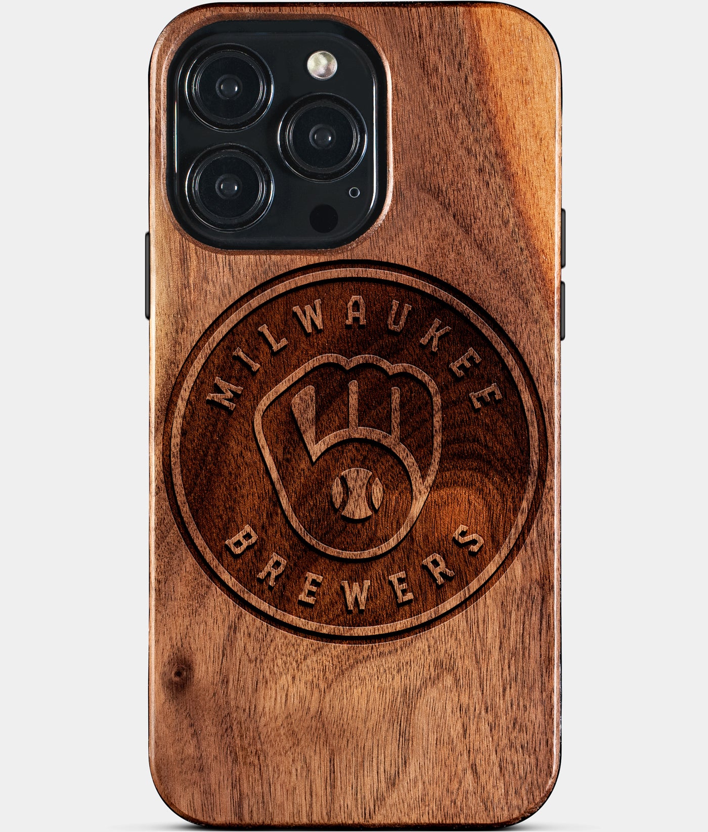 Custom Milwaukee Brewers iPhone 15/15 Pro/15 Pro Max/15 Plus Case - Carved Wood Brewers Cover - Eco-friendly Milwaukee Brewers iPhone 15 Case - Custom Milwaukee Brewers Gift For Him - Monogrammed Personalized iPhone 15 Cover By Engraved In Nature