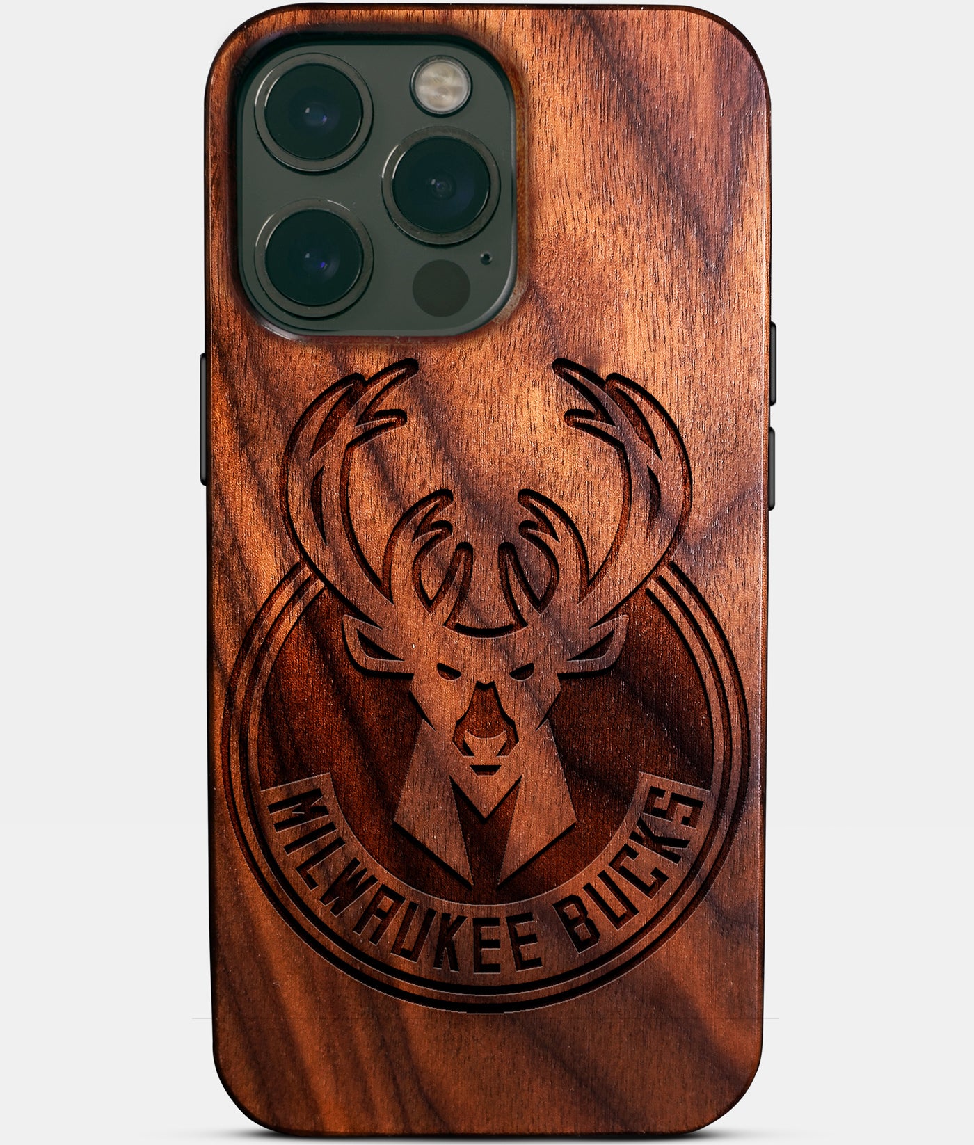 Custom Milwaukee Bucks iPhone 14/14 Pro/14 Pro Max/14 Plus Case - Carved Wood Bucks Cover - Eco-friendly Milwaukee Bucks iPhone 14 Case - Custom Milwaukee Bucks Gift For Him - Monogrammed Personalized iPhone 14 Cover By Engraved In Nature