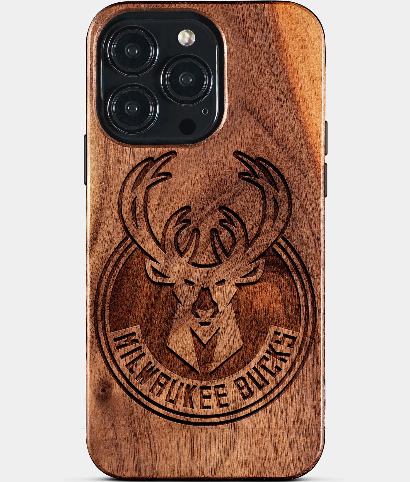 Custom Milwaukee Bucks iPhone 15/15 Pro/15 Pro Max/15 Plus Case - Carved Wood Bucks Cover - Eco-friendly Milwaukee Bucks iPhone 15 Case - Custom Milwaukee Bucks Gift For Him - Monogrammed Personalized iPhone 15 Cover By Engraved In Nature