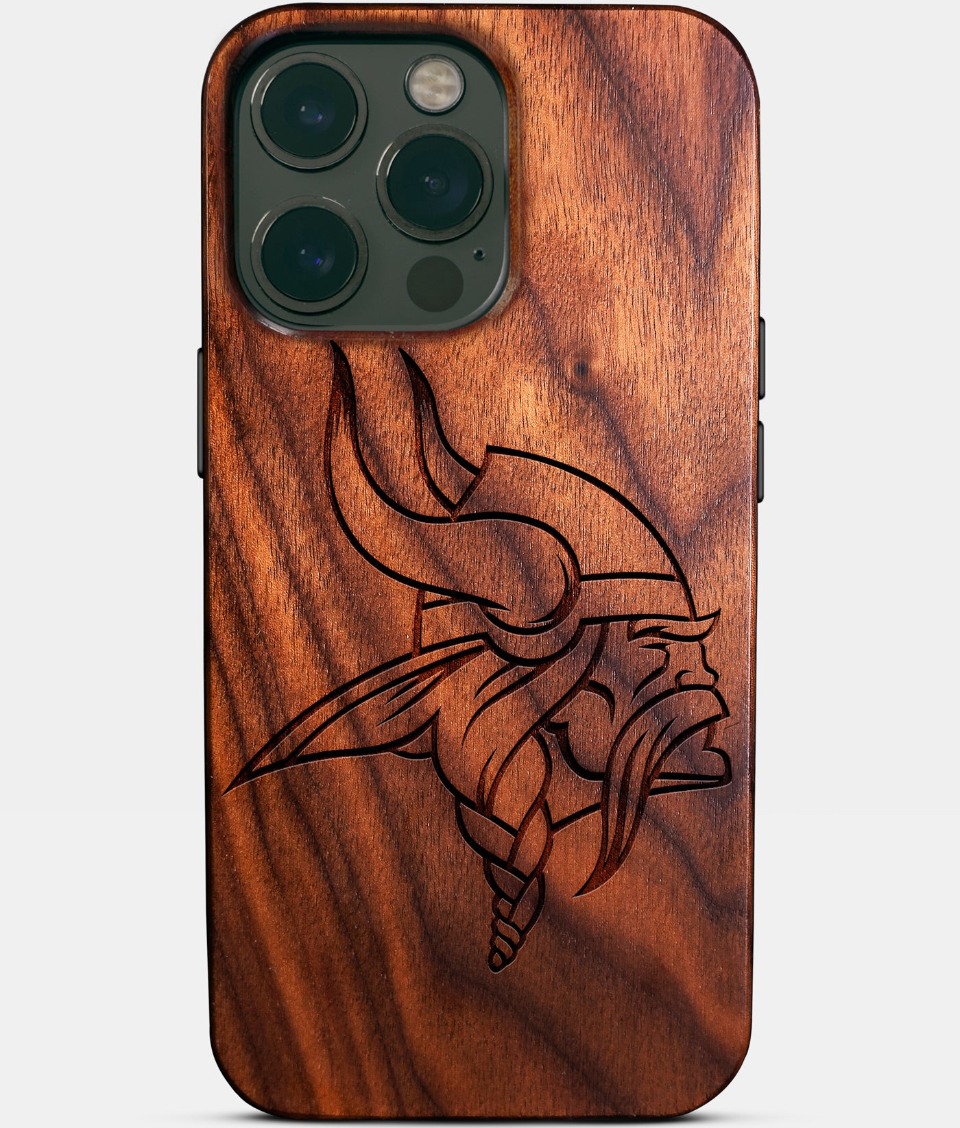 Custom Minnesota Vikings iPhone 14/14 Pro/14 Pro Max/14 Plus Case - Carved Wood Vikings Cover - Eco-friendly Minnesota Vikings iPhone 14 Case - Custom Minnesota Vikings Gift For Him - Monogrammed Personalized iPhone 14 Cover By Engraved In Nature