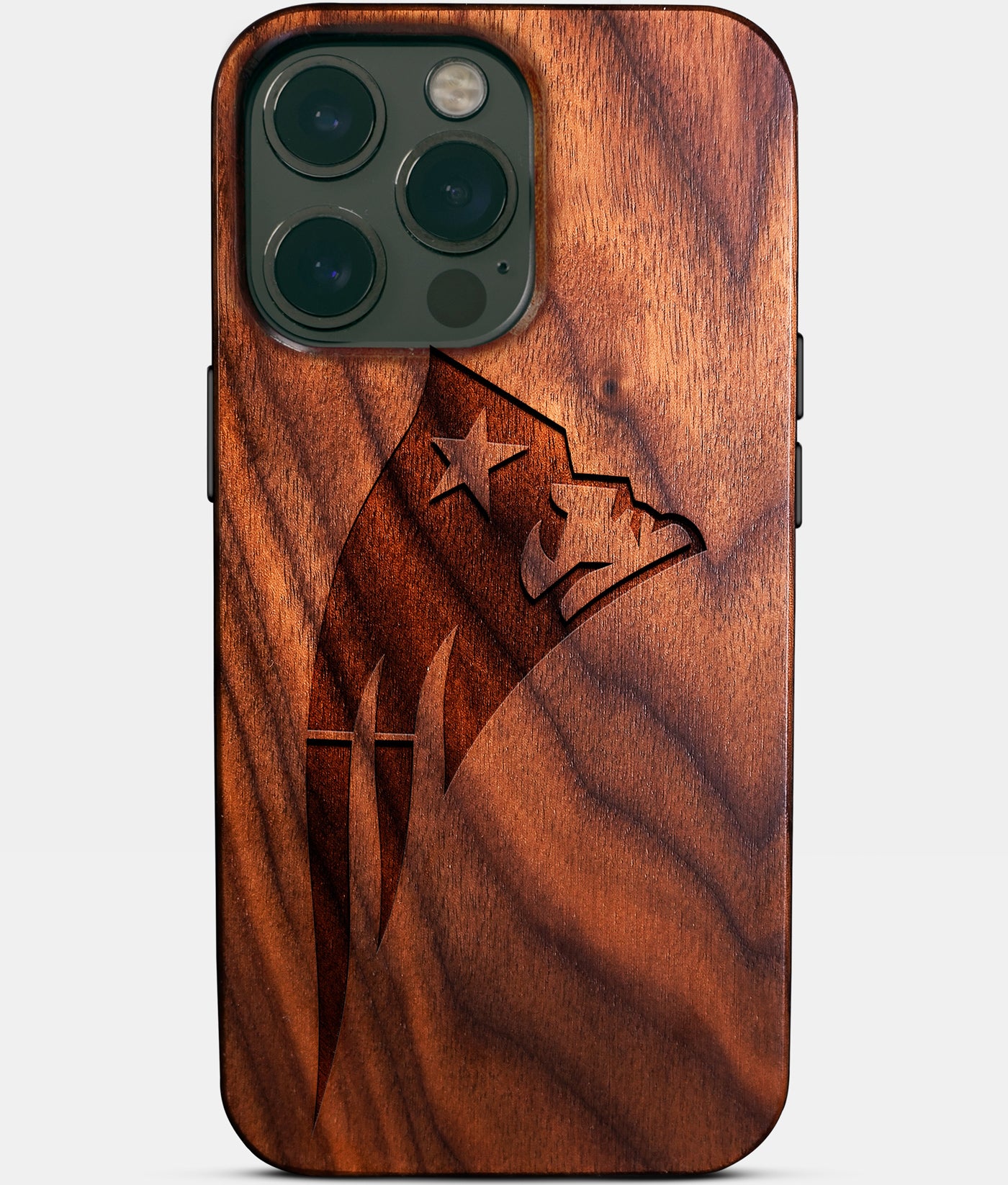 Custom New England Patriots iPhone 14/14 Pro/14 Pro Max/14 Plus Case - Carved Wood Patriots Cover - Eco-friendly New England Patriots iPhone 14 Case - Custom New England Patriots Gift For Him - Monogrammed Personalized iPhone 14 Cover By Engraved In Nature