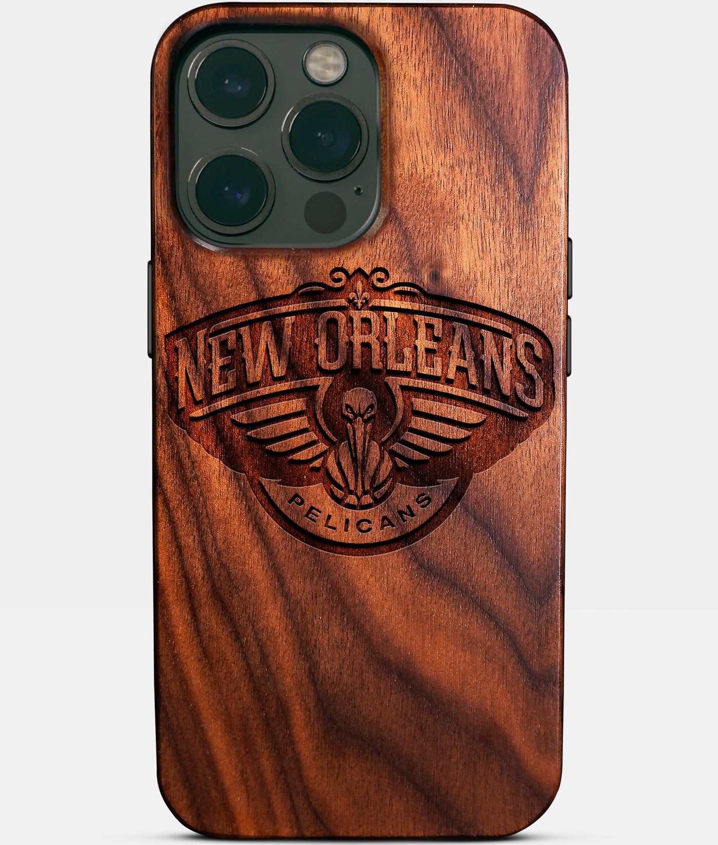 Custom New Orleans Pelicans iPhone 14/14 Pro/14 Pro Max/14 Plus Case - Carved Wood Pelicans Cover - Eco-friendly New Orleans Pelicans iPhone 14 Case - Custom New Orleans Pelicans Gift For Him - Monogrammed Personalized iPhone 14 Cover By Engraved In Nature
