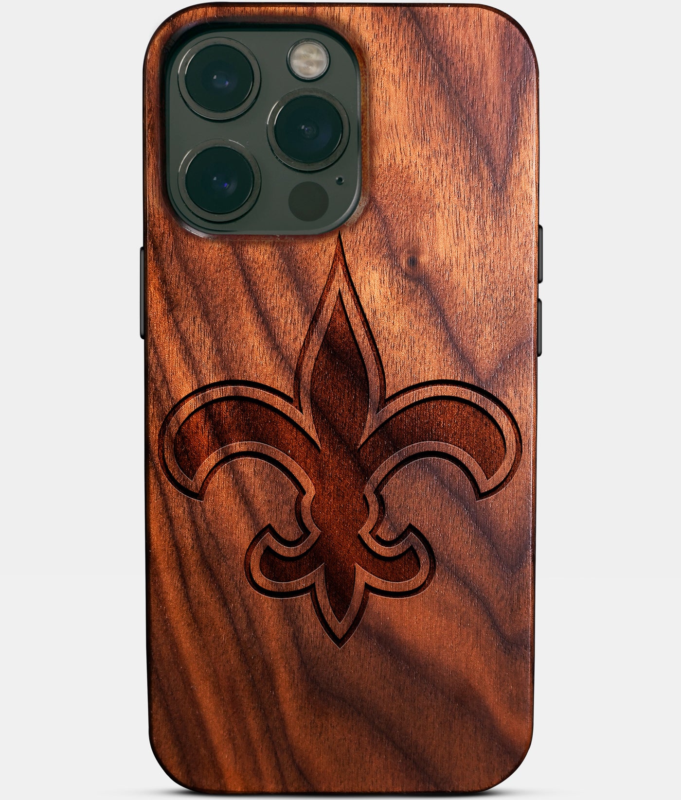 Custom New Orleans Saints iPhone 14/14 Pro/14 Pro Max/14 Plus Case - Carved Wood Saints Cover - Eco-friendly New Orleans Saints iPhone 14 Case - Custom New Orleans Saints Gift For Him - Monogrammed Personalized iPhone 14 Cover By Engraved In Nature