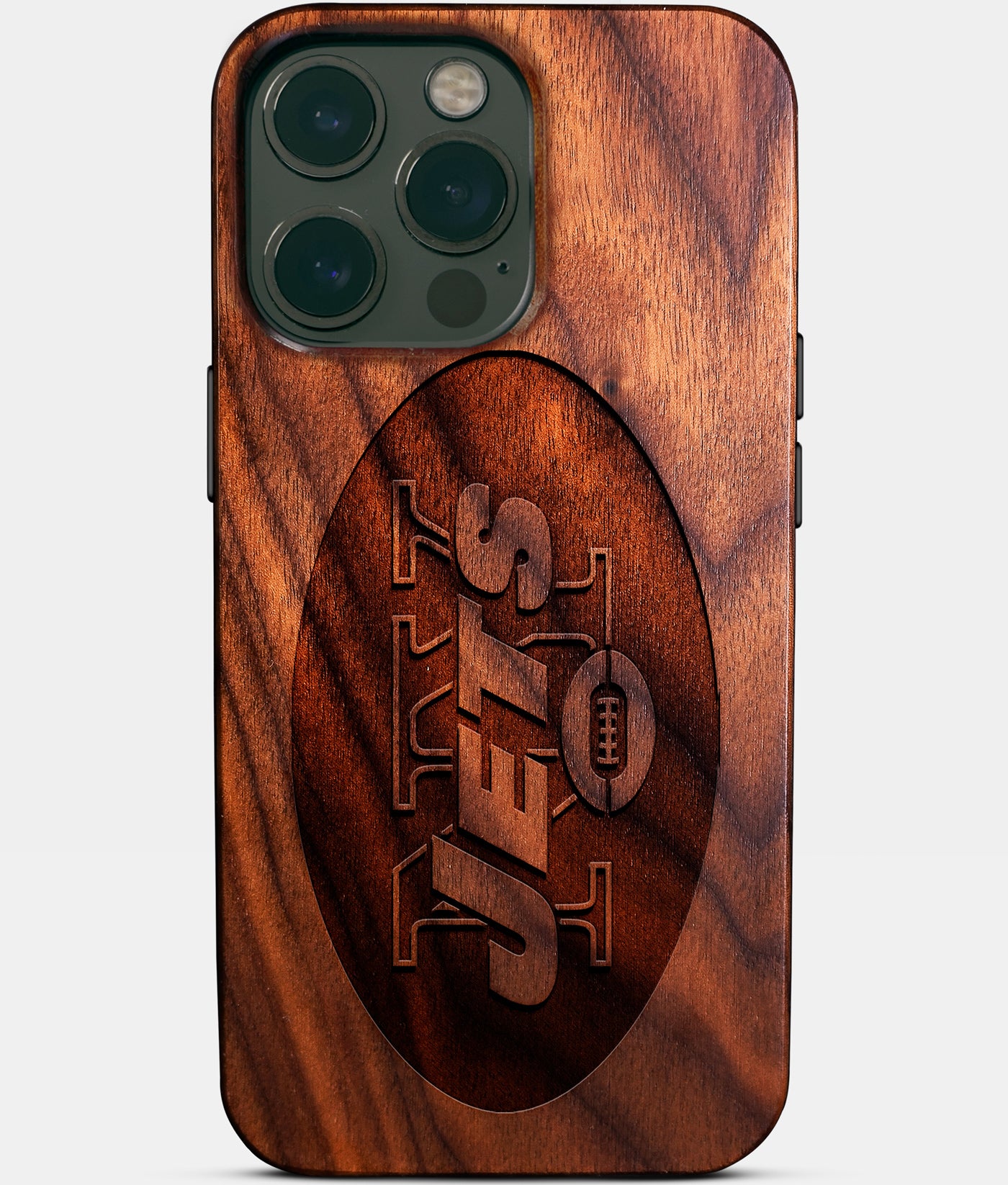 Custom New York Jets iPhone 14/14 Pro/14 Pro Max/14 Plus Case - Carved Wood Jets Cover - Eco-friendly New York Jets iPhone 14 Case - Custom New York Jets Gift For Him - Monogrammed Personalized iPhone 14 Cover By Engraved In Nature