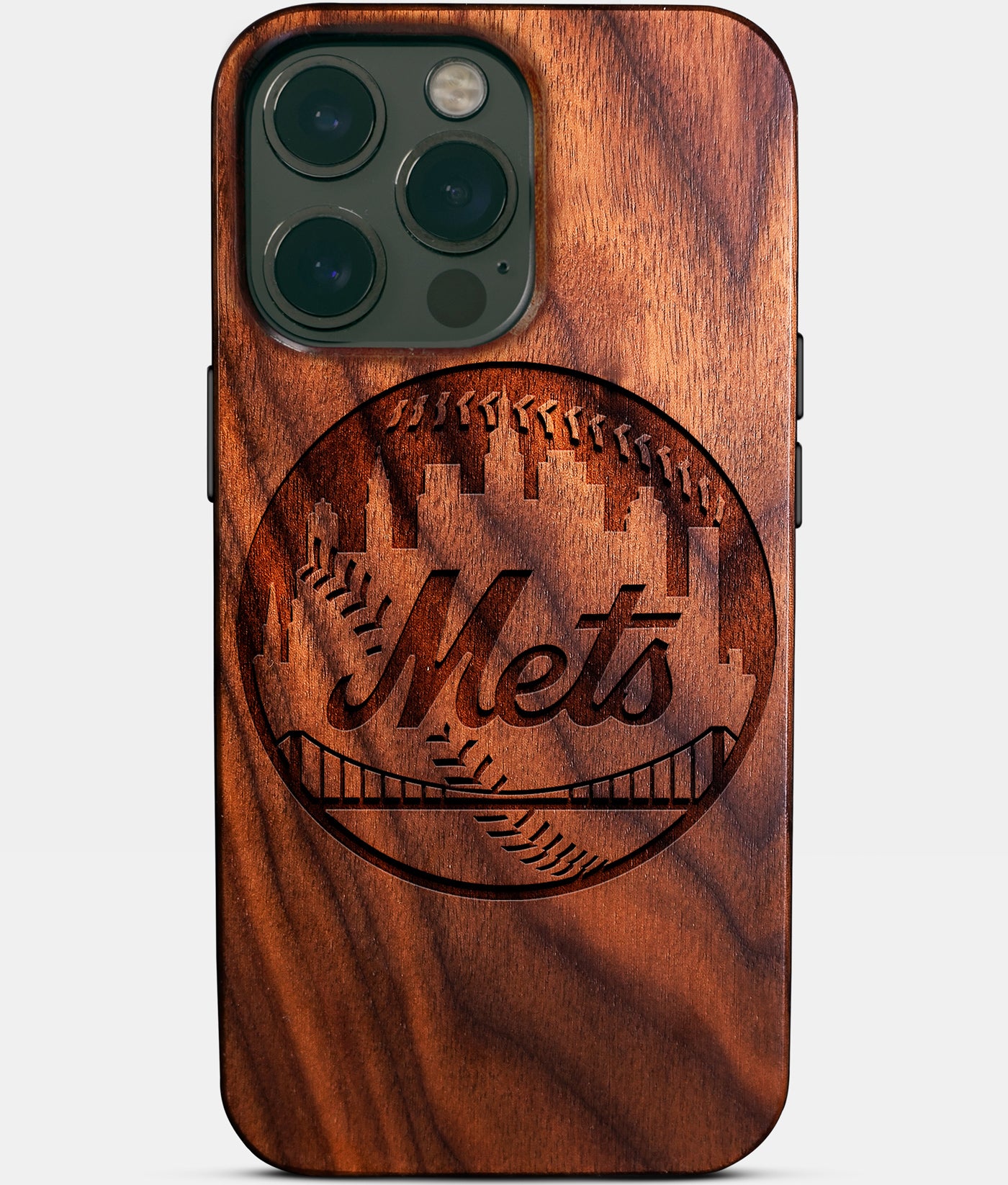 Custom New York Mets iPhone 14/14 Pro/14 Pro Max/14 Plus Case - Carved Wood Mets Cover - Eco-friendly New York Mets iPhone 14 Case - Custom New York Mets Gift For Him - Monogrammed Personalized iPhone 14 Cover By Engraved In Nature