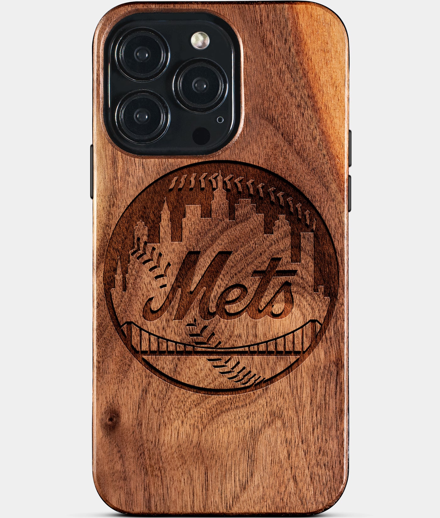 Custom New York Mets iPhone 15/15 Pro/15 Pro Max/15 Plus Case - Carved Wood Mets Cover - Eco-friendly New York Mets iPhone 15 Case - Custom New York Mets Gift For Him - Monogrammed Personalized iPhone 15 Cover By Engraved In Nature