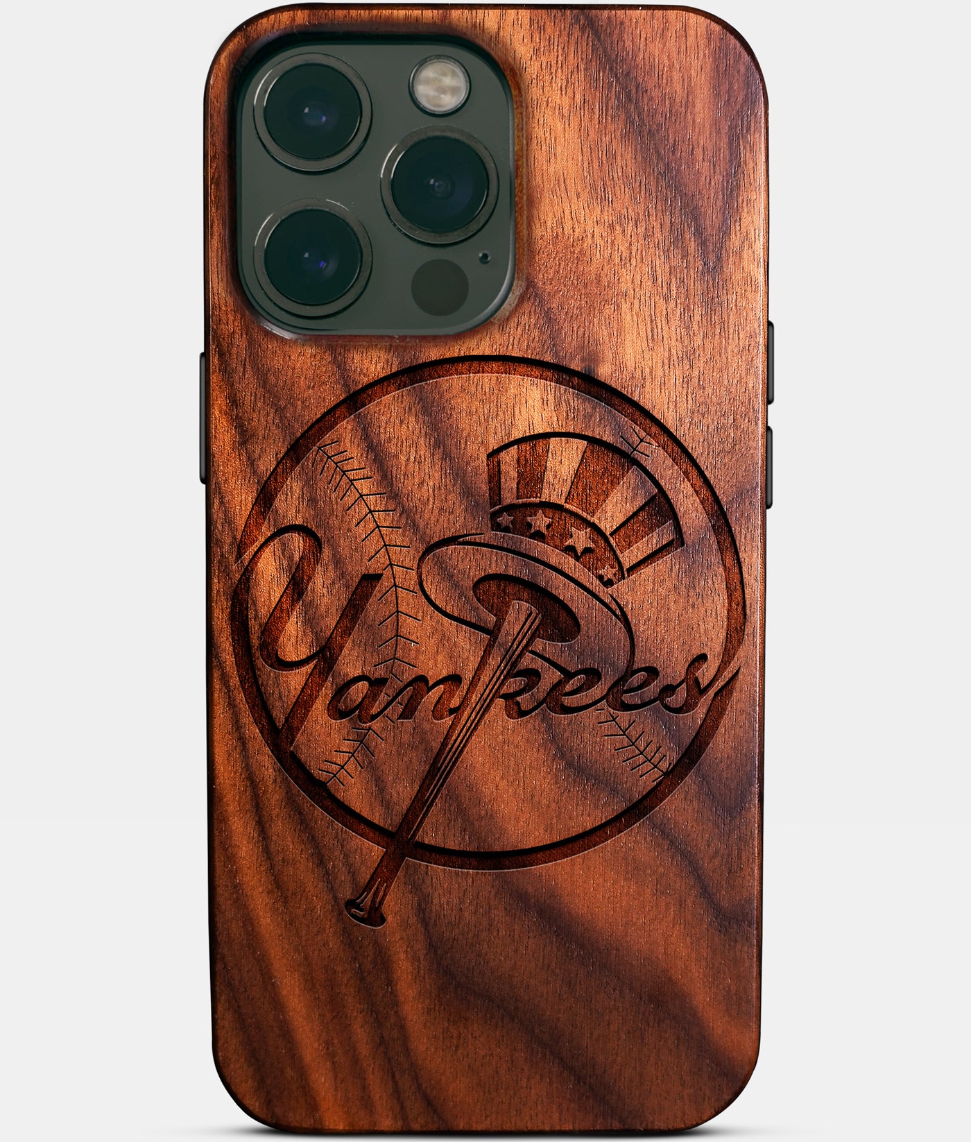 Custom New York Yankees iPhone 14/14 Pro/14 Pro Max/14 Plus Case - Carved Wood Yankees Cover - Eco-friendly New York Yankees iPhone 14 Case - Custom New York Yankees Gift For Him - Monogrammed Personalized iPhone 14 Cover By Engraved In Nature