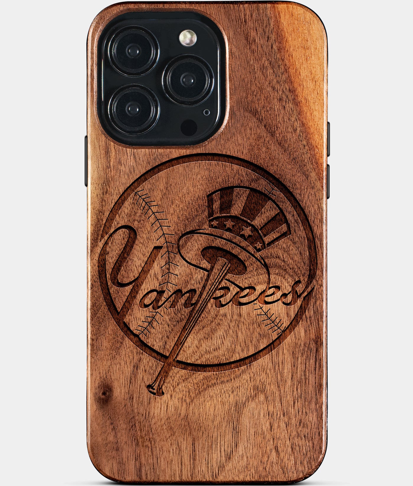 Custom New York Yankees iPhone 15/15 Pro/15 Pro Max/15 Plus Case - Carved Wood Yankees Cover - Eco-friendly New York Yankees iPhone 15 Case - Custom New York Yankees Gift For Him - Monogrammed Personalized iPhone 15 Cover By Engraved In Nature