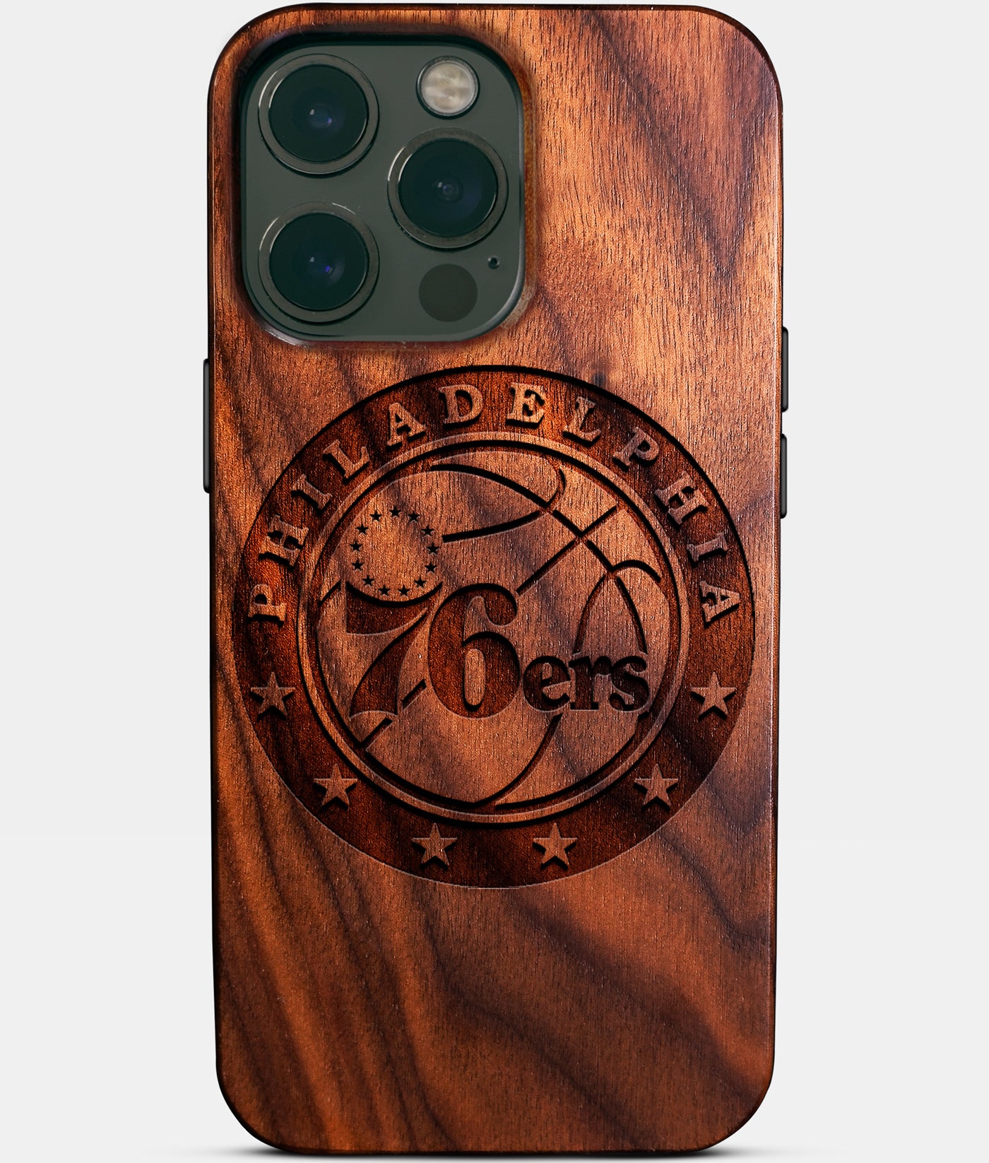 Custom Philadelphia 76Ers iPhone 14/14 Pro/14 Pro Max/14 Plus Case - Carved Wood 76Ers Cover - Eco-friendly Philadelphia 76Ers iPhone 14 Case - Custom Philadelphia 76Ers Gift For Him - Monogrammed Personalized iPhone 14 Cover By Engraved In Nature