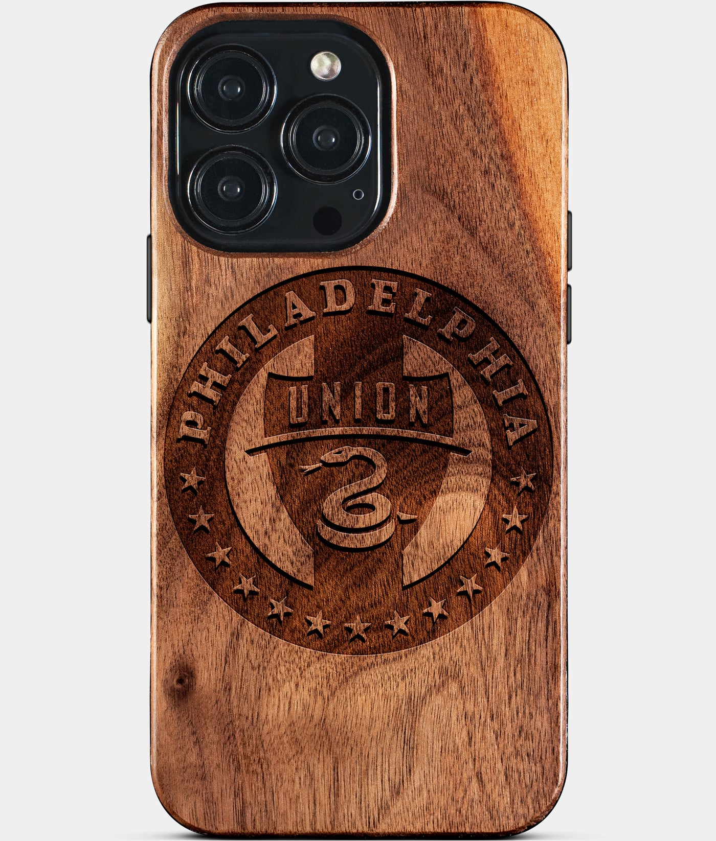 Custom Philadelphia Union iPhone 15/15 Pro/15 Pro Max/15 Plus Case - Carved Wood Philadelphia Union Cover - Eco-friendly Philadelphia Union iPhone 15 Case - Custom Philadelphia Union Gift For Him - Monogrammed Personalized iPhone 15 Cover By Engraved In Nature