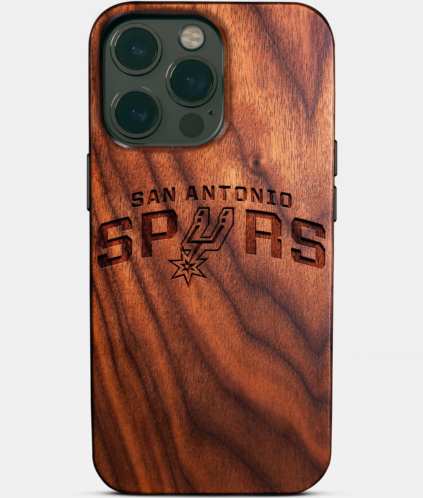 Custom San Antonio Spurs iPhone 14/14 Pro/14 Pro Max/14 Plus Case - Carved Wood Spurs Cover - Eco-friendly San Antonio Spurs iPhone 14 Case - Custom San Antonio Spurs Gift For Him - Monogrammed Personalized iPhone 14 Cover By Engraved In Nature