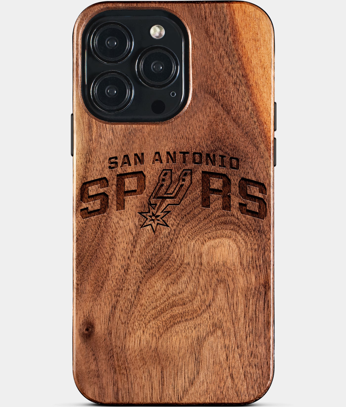 Custom San Antonio Spurs iPhone 15/15 Pro/15 Pro Max/15 Plus Case - Carved Wood Spurs Cover - Eco-friendly San Antonio Spurs iPhone 15 Case - Custom San Antonio Spurs Gift For Him - Monogrammed Personalized iPhone 15 Cover By Engraved In Nature