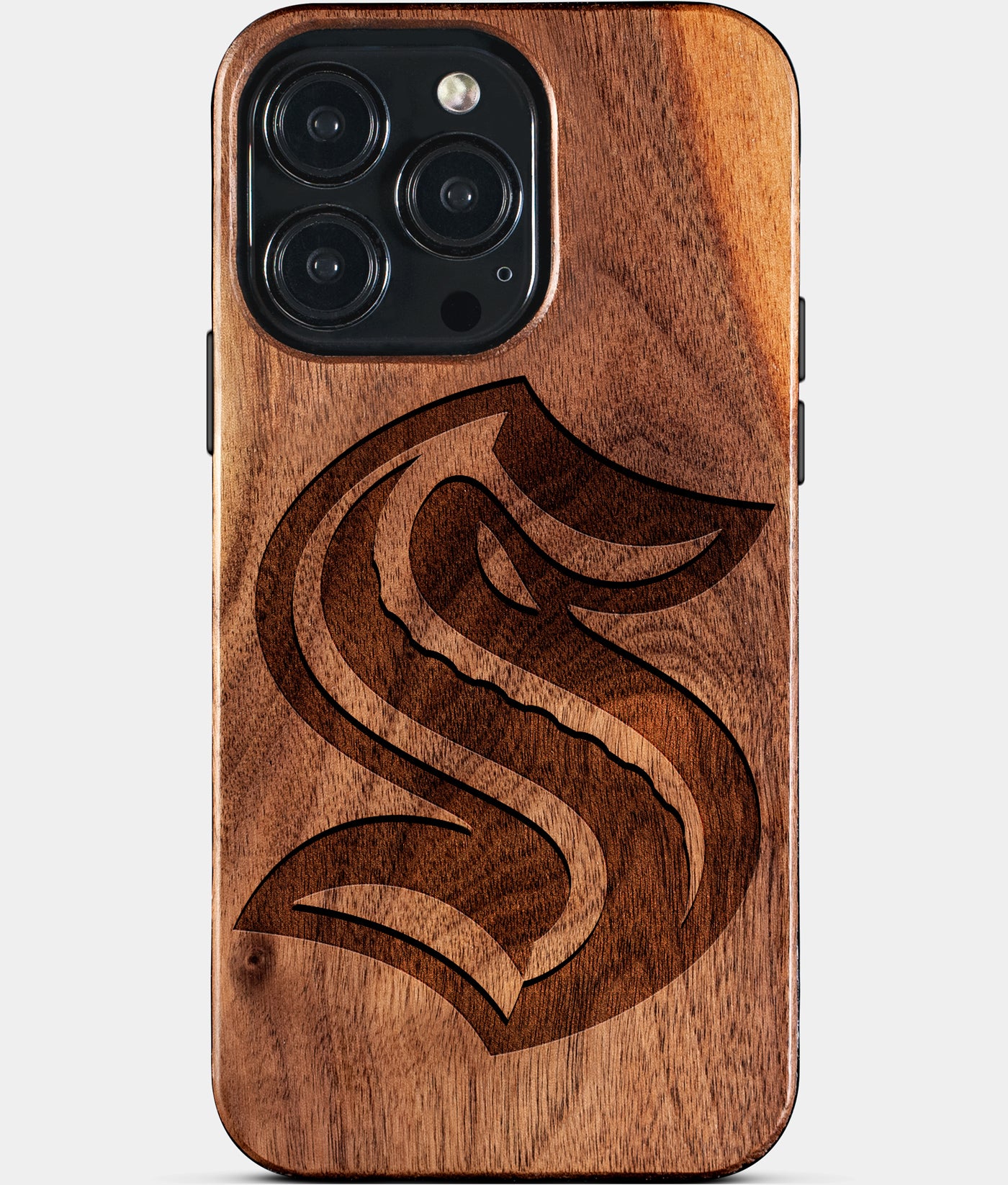 Custom Seattle Kraken iPhone 15/15 Pro/15 Pro Max/15 Plus Case - Carved Wood KC Chiefs Cover - Eco-friendly Seattle Kraken iPhone 15 Case - Custom Seattle Kraken Gift For Him - Monogrammed Personalized iPhone 15 Cover By Engraved In Nature