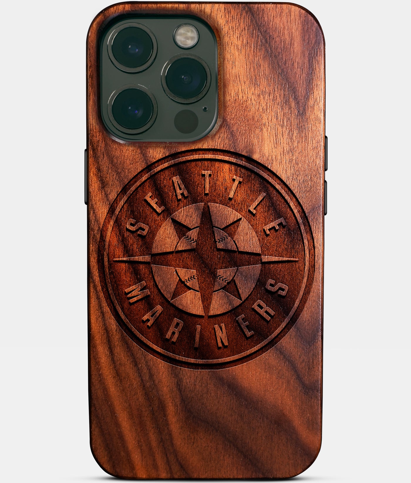 Custom Seattle Mariners iPhone 14/14 Pro/14 Pro Max/14 Plus Case - Carved Wood Mariners Cover - Eco-friendly Seattle Mariners iPhone 14 Case - Custom Seattle Mariners Gift For Him - Monogrammed Personalized iPhone 14 Cover By Engraved In Nature