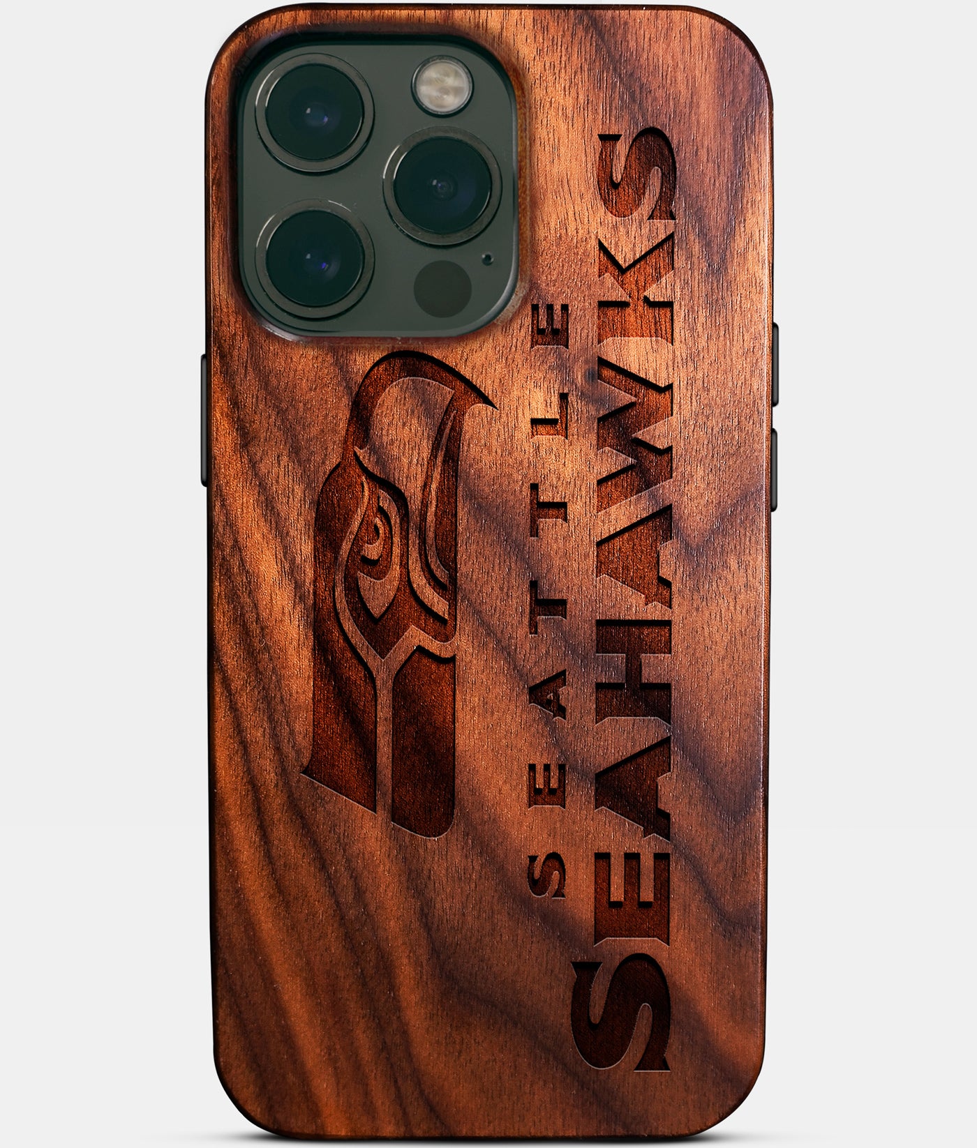 Custom Seattle Seahawks iPhone 14/14 Pro/14 Pro Max/14 Plus Case - Carved  Wood Seahawks Cover