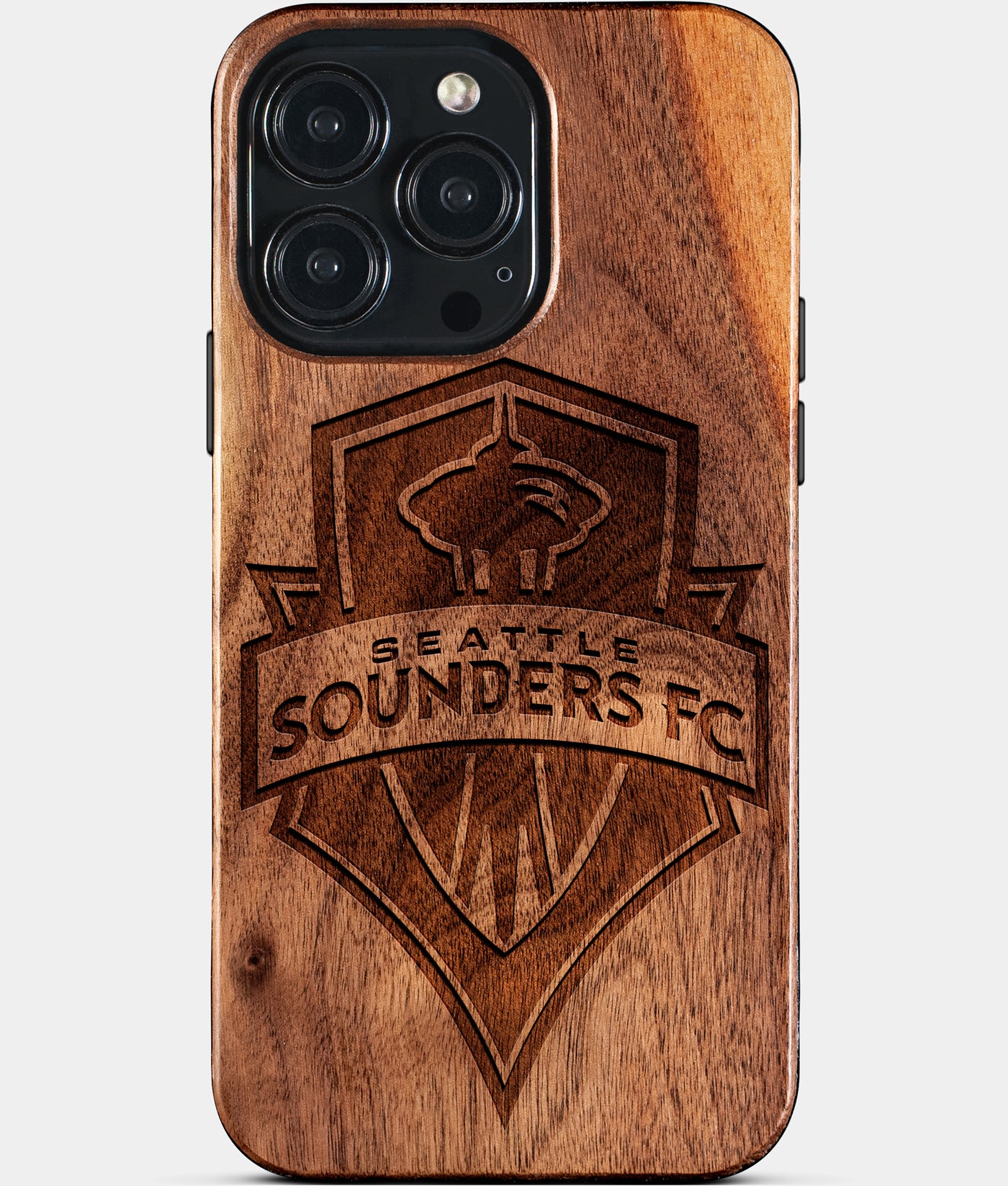 Custom Seattle Sounders FC iPhone 15/15 Pro/15 Pro Max/15 Plus Case - Carved Wood Seattle Sounders FC Cover - Eco-friendly Seattle Sounders FC iPhone 15 Case - Custom Seattle Sounders FC Gift For Him - Monogrammed Personalized iPhone 15 Cover By Engraved In Nature