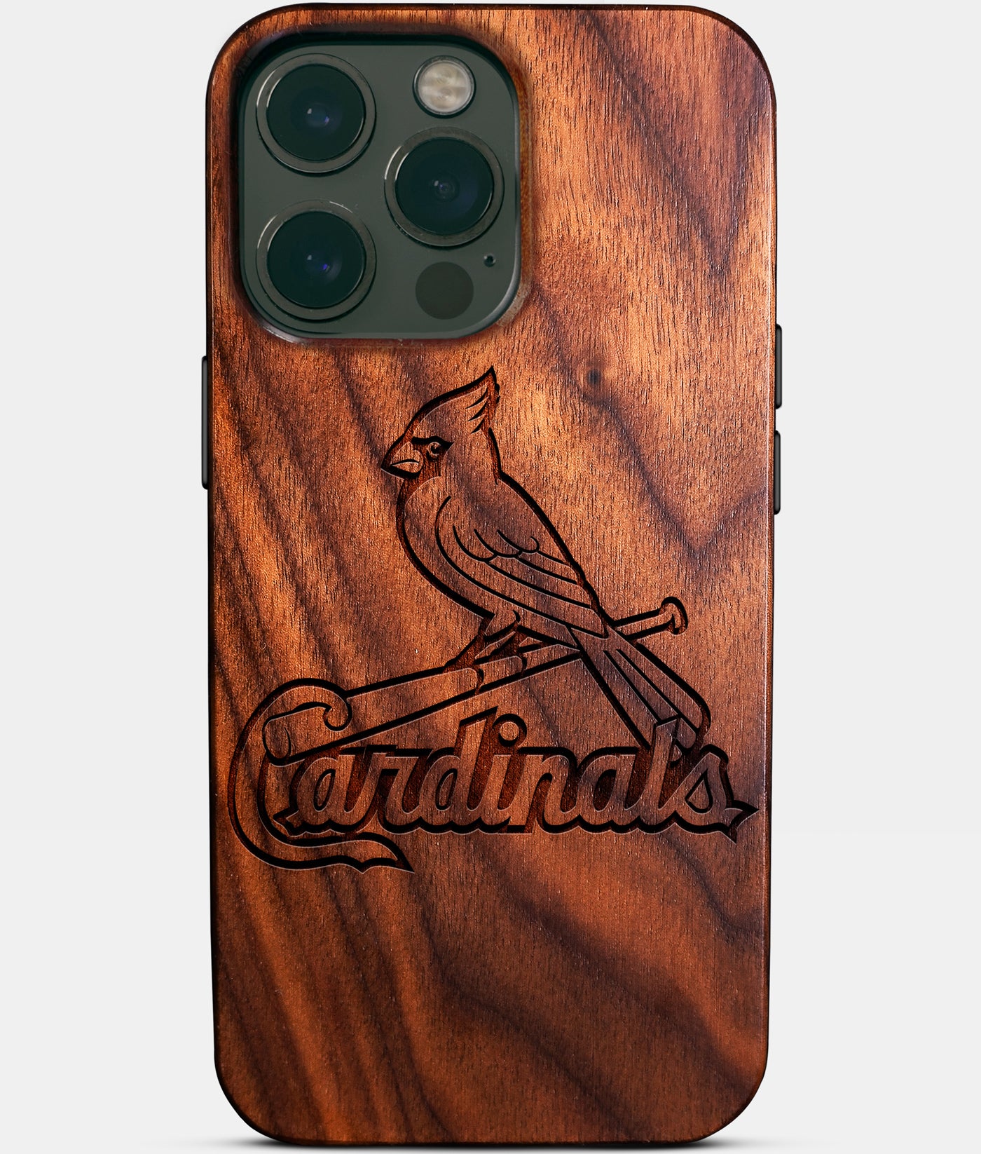 Custom St Louis Cardinals iPhone 14/14 Pro/14 Pro Max/14 Plus Case - Carved Wood Cardinals Cover - Eco-friendly St Louis Cardinals iPhone 14 Case - Custom St Louis Cardinals Gift For Him - Monogrammed Personalized iPhone 14 Cover By Engraved In Nature