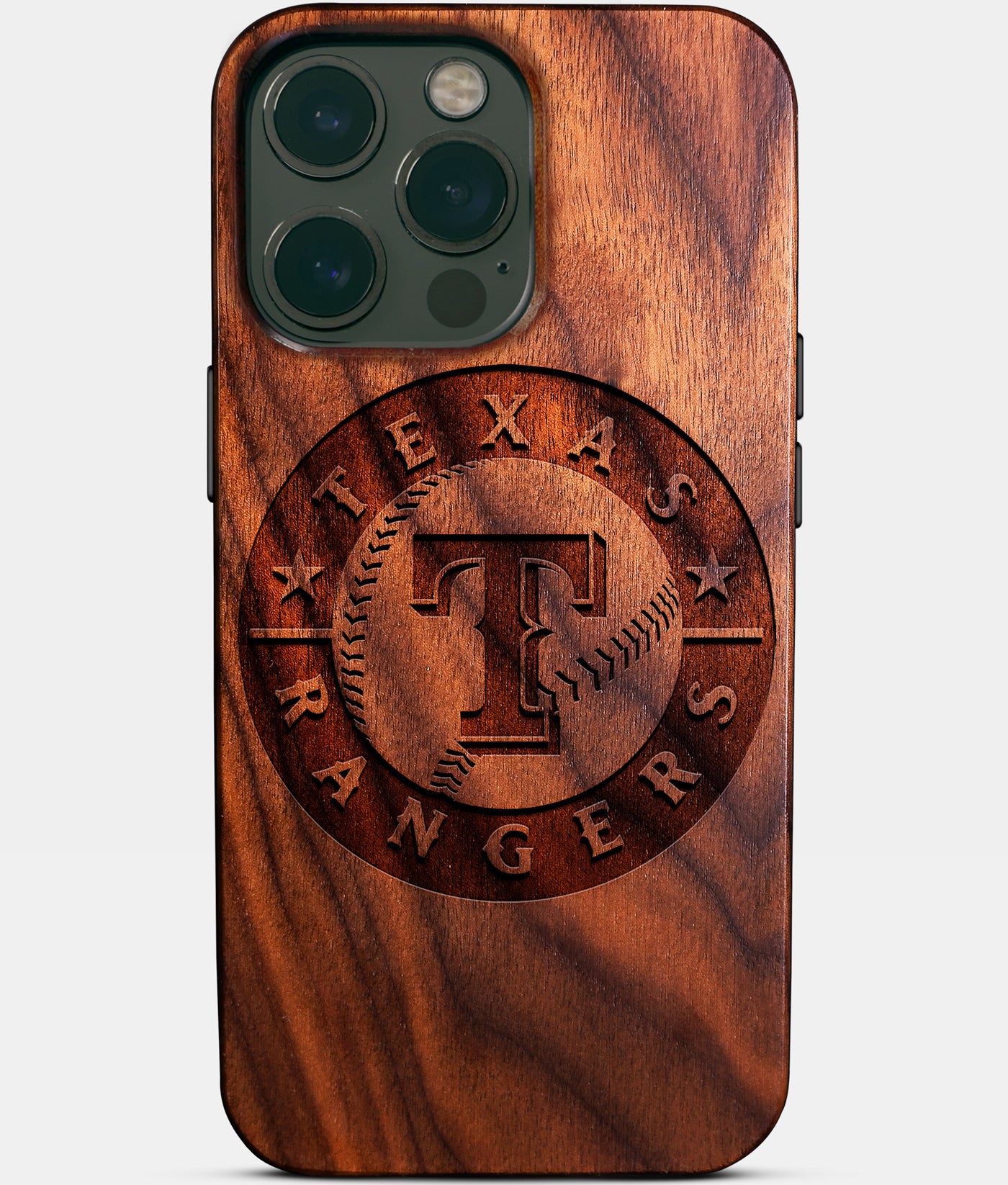 Custom Texas Rangers iPhone 14/14 Pro/14 Pro Max/14 Plus Case - Carved Wood Rangers Cover - Eco-friendly Texas Rangers iPhone 14 Case - Custom Texas Rangers Gift For Him - Monogrammed Personalized iPhone 14 Cover By Engraved In Nature