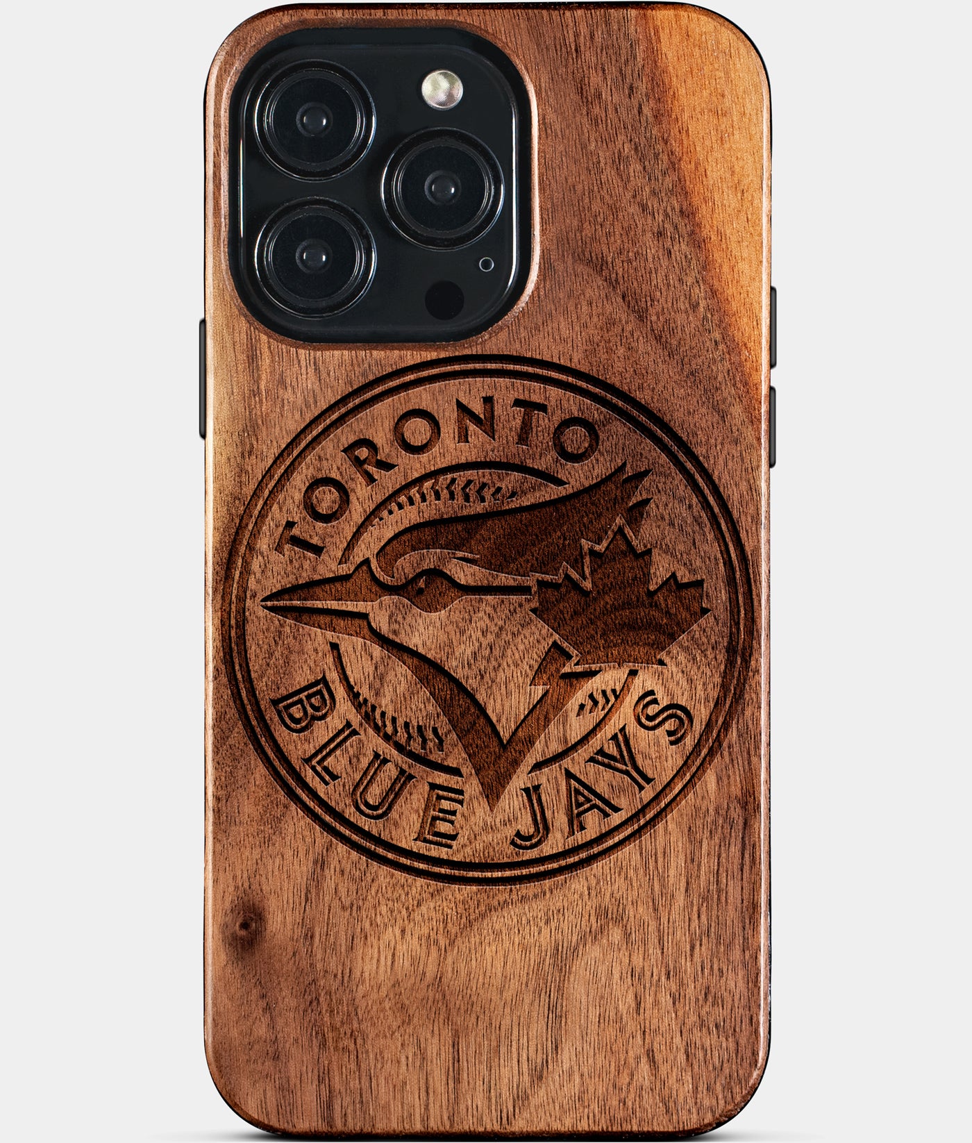 Custom Toronto Blue Jays iPhone 15/15 Pro/15 Pro Max/15 Plus Case - Carved Wood Blue Jays Cover - Eco-friendly Toronto Blue Jays iPhone 15 Case - Custom Toronto Blue Jays Gift For Him - Monogrammed Personalized iPhone 15 Cover By Engraved In Nature