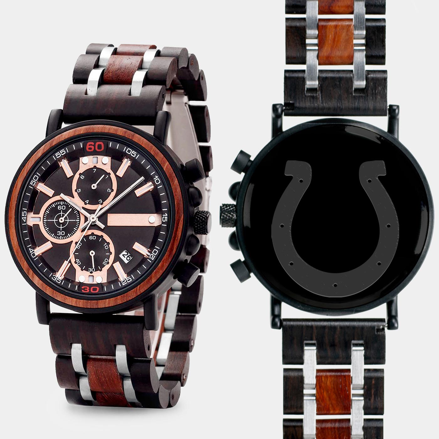 Indianapolis Colts Mens Wrist Watch  - Personalized Indianapolis Colts Mens Watches - Custom Gifts For Him, Birthday Gifts, Gift For Dad - Best 2022 Indianapolis Colts Christmas Gifts - Black 45mm NFL Wood Watch