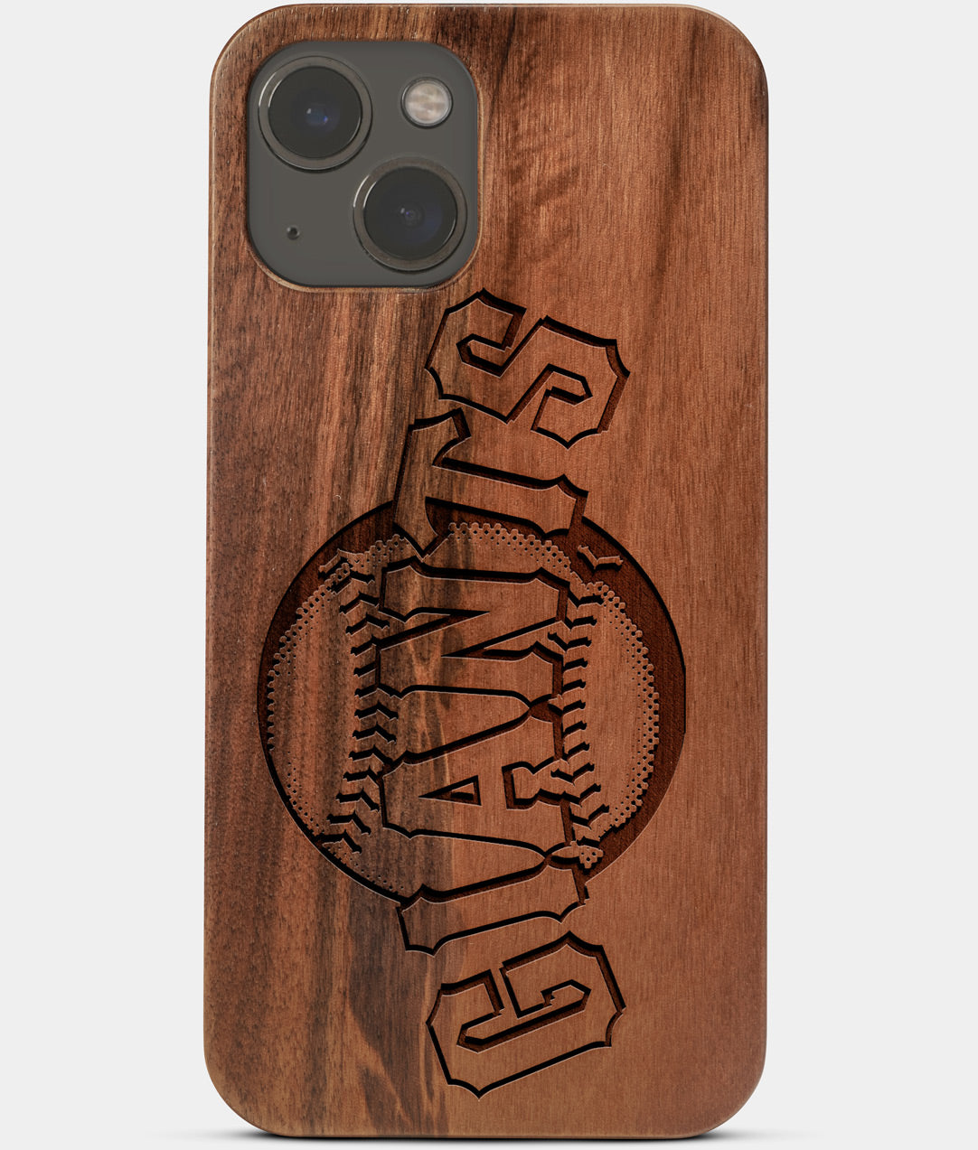 Carved Wood San Francisco Giants iPhone 13 Case | Custom SF Giants Gift, Birthday Gift | Personalized Mahogany Wood Cover, Gifts For Him, Monogrammed Gift For Fan | by Engraved In Nature