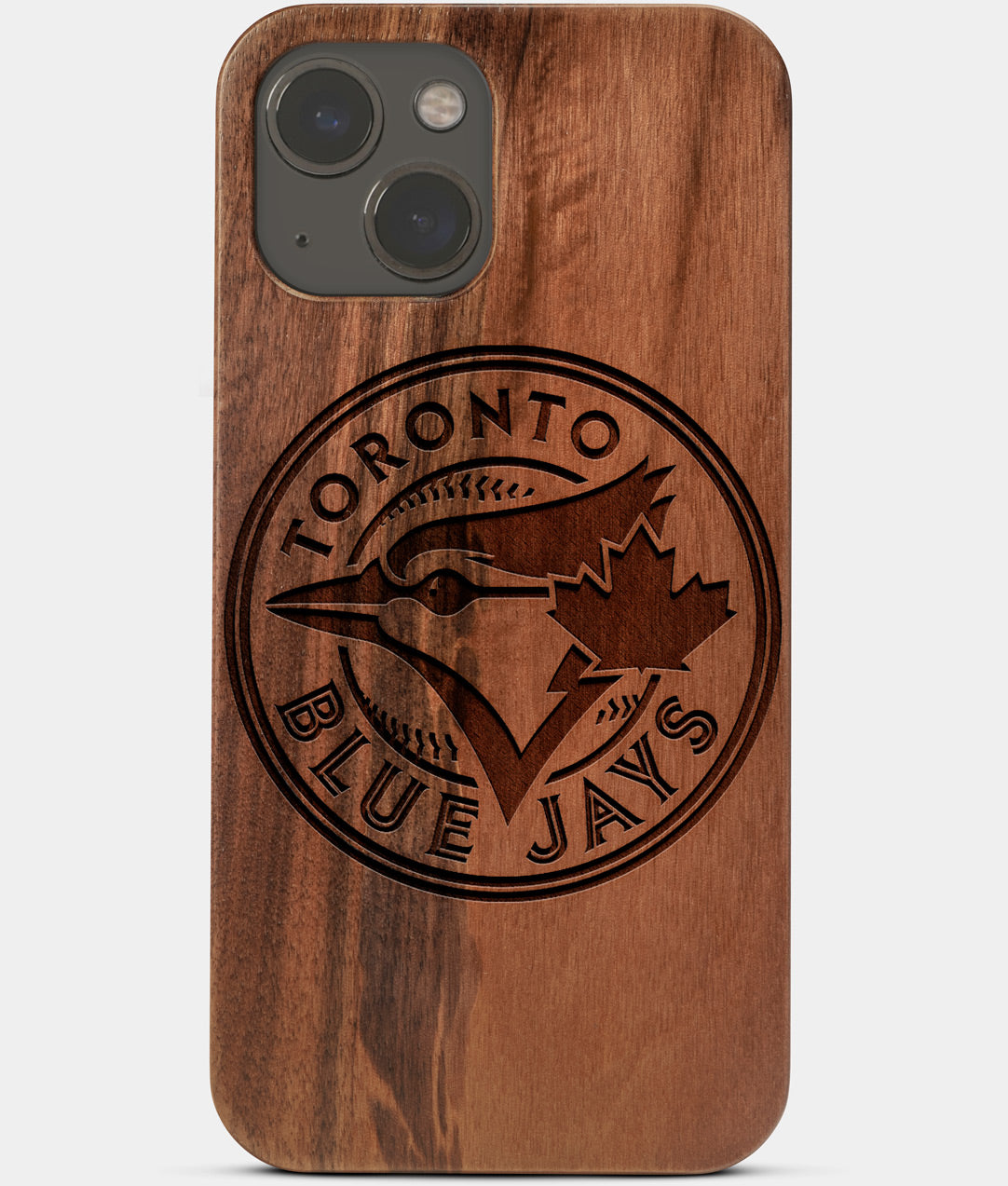 Carved Wood Toronto Blue Jays iPhone 13 Case | Custom Toronto Blue Jays Gift, Birthday Gift | Personalized Mahogany Wood Cover, Gifts For Him, Monogrammed Gift For Fan | by Engraved In Nature