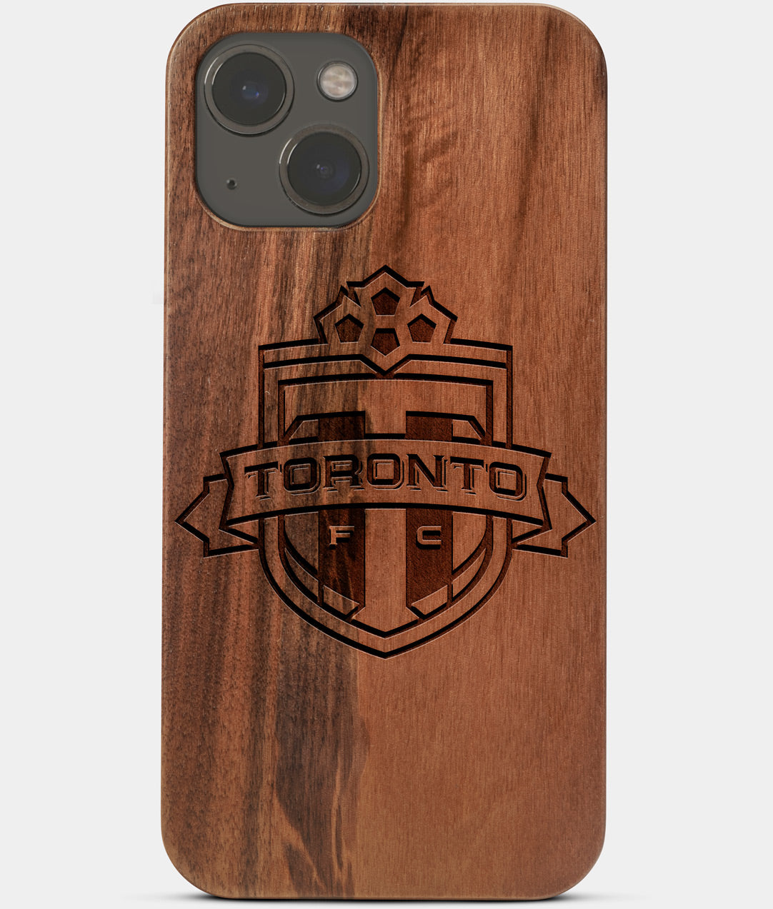 Carved Wood Toronto FC iPhone 13 Mini Case | Custom Toronto FC Gift, Birthday Gift | Personalized Mahogany Wood Cover, Gifts For Him, Monogrammed Gift For Fan | by Engraved In Nature