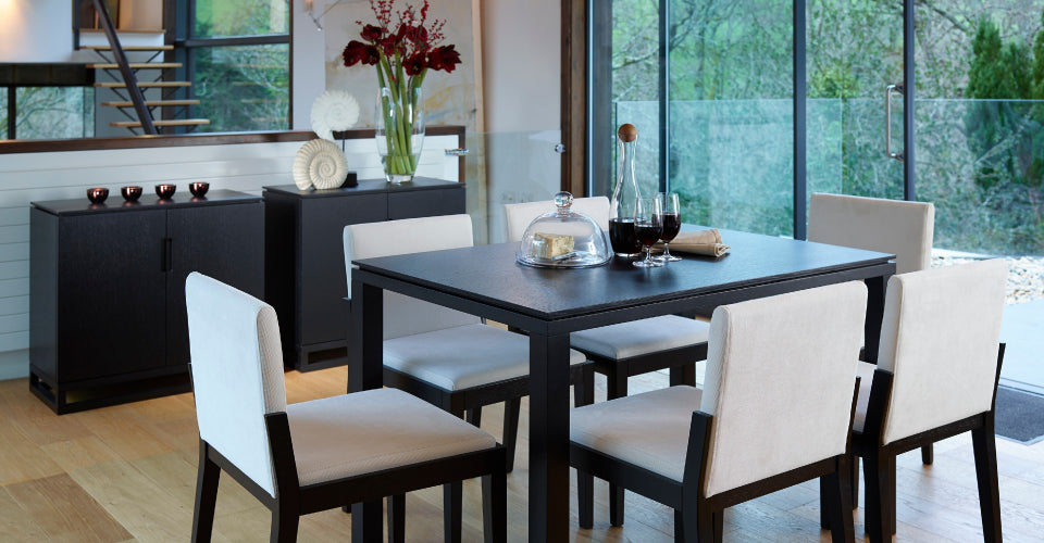 small square black dining table