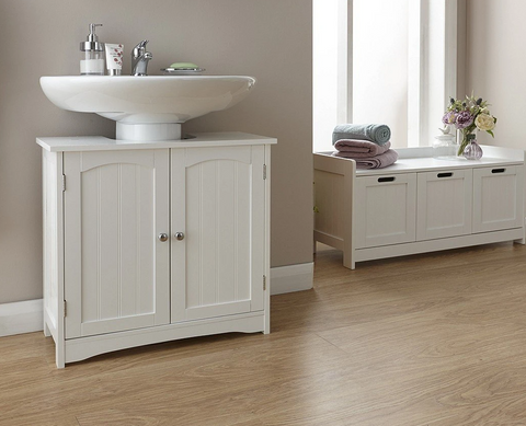 White Wooden Vanity Basin 