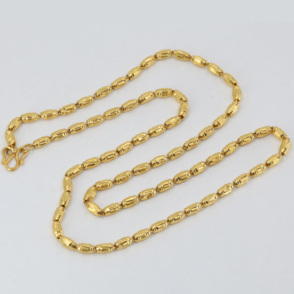 24K Solid Yellow Gold Barrel Link Chain 9.7 Grams
