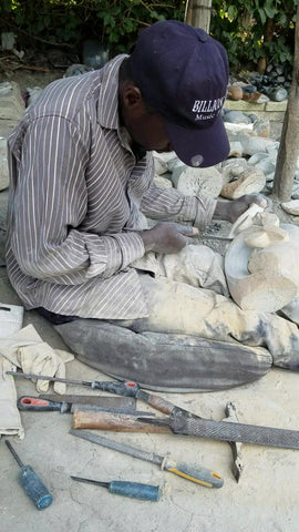 Stone sculptor Herbert Mwandiringa.
