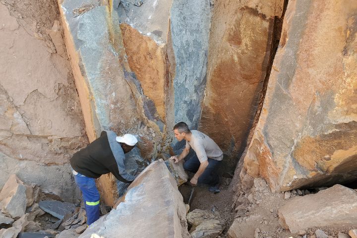 Two miners inside a springstone mine in Zimbabwe