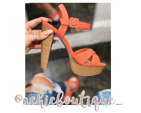 coral platform heels