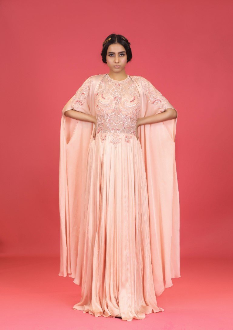 Mauve Gown with Cape - Monsoon.thedesignerstore