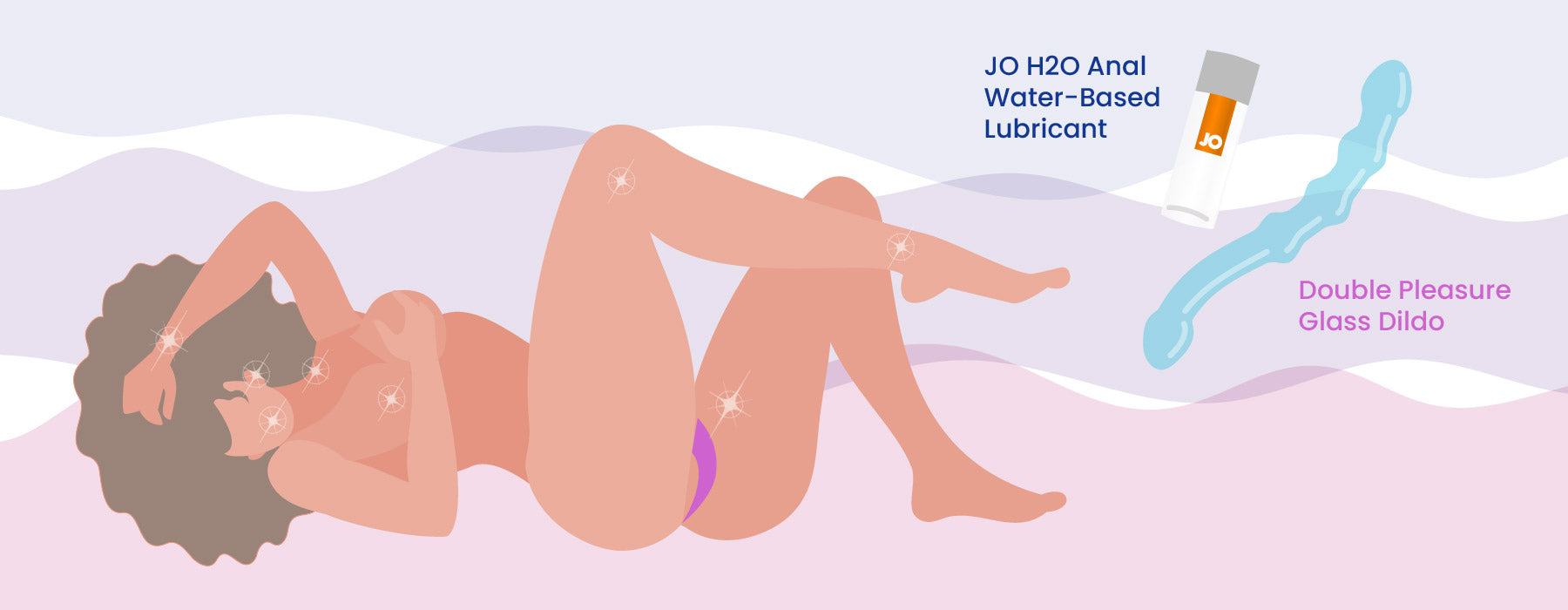 JO H2O Anal Water-Based Lubricant and Double Pleasure Glass Dildo