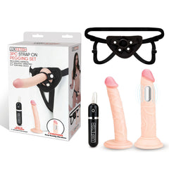 3-Piece Strap-On Pegging Set with Harness and Realistic Textured Vibrating Anal Dildo