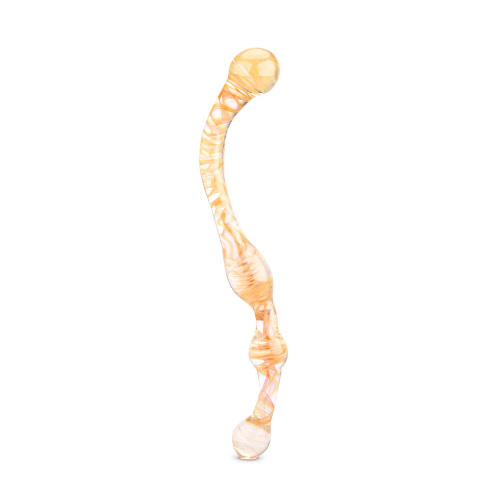 The Gläs Golden Orange Glass Wand Double Dildo and Anal Toy at glastoy.com 