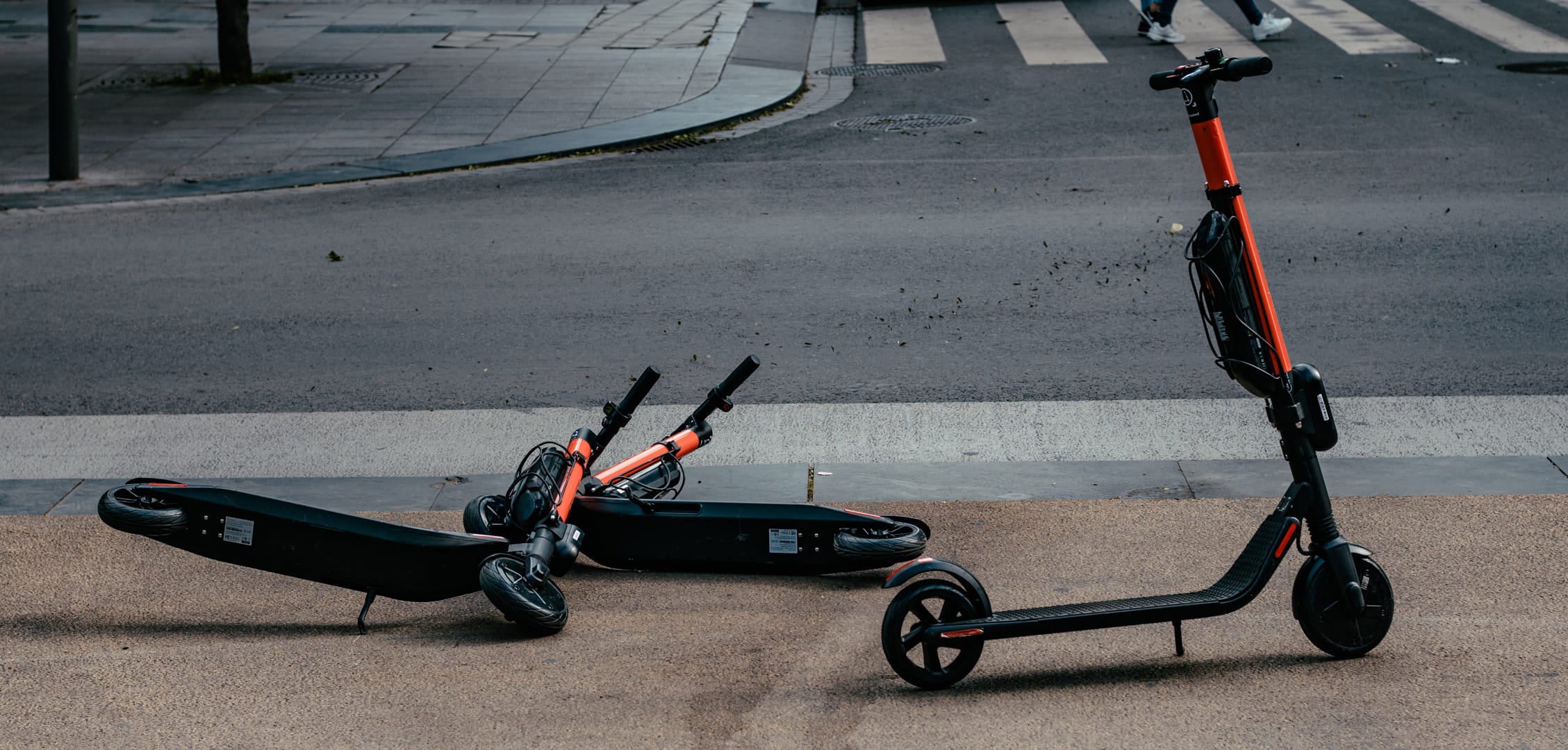 Electric scooters on the pavement