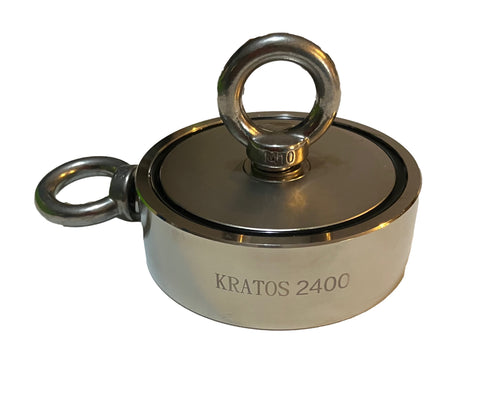 Kratos 4000 Double Sided Neodymium Fishing Magnet with Two Eyebolts –  Kratos Magnetics LLC