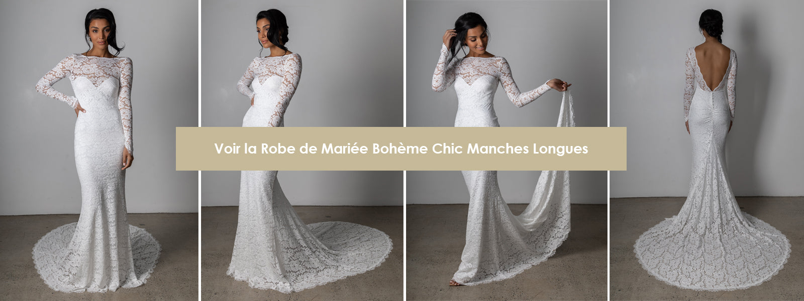 Robe de mariée bohème chic manches longues