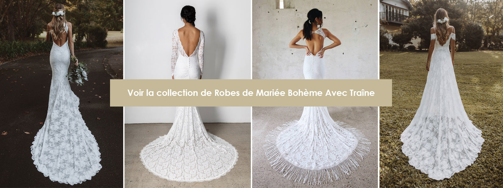 Robe de mariée bohème avec traîne