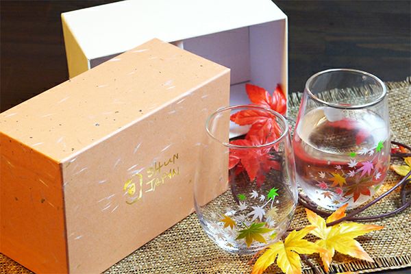 丸モ高木陶器 - 冷感變色紅葉玻璃對杯｜禮盒包裝｜MARUMO TAKAGI